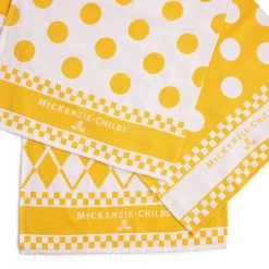 Argyle Dish Towels - Yellow - Set Of 3|MacKenzie-Childs Outlet