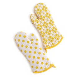 Argyle Oven Mitts - Yellow - Set Of 2|MacKenzie-Childs New