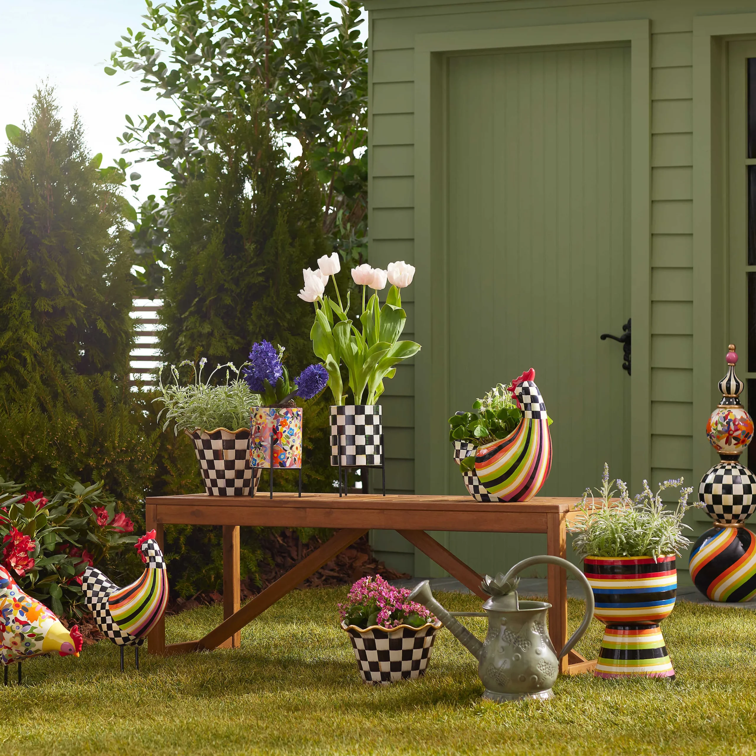 Avant Garden Striped Planter - Large|MacKenzie-Childs Online