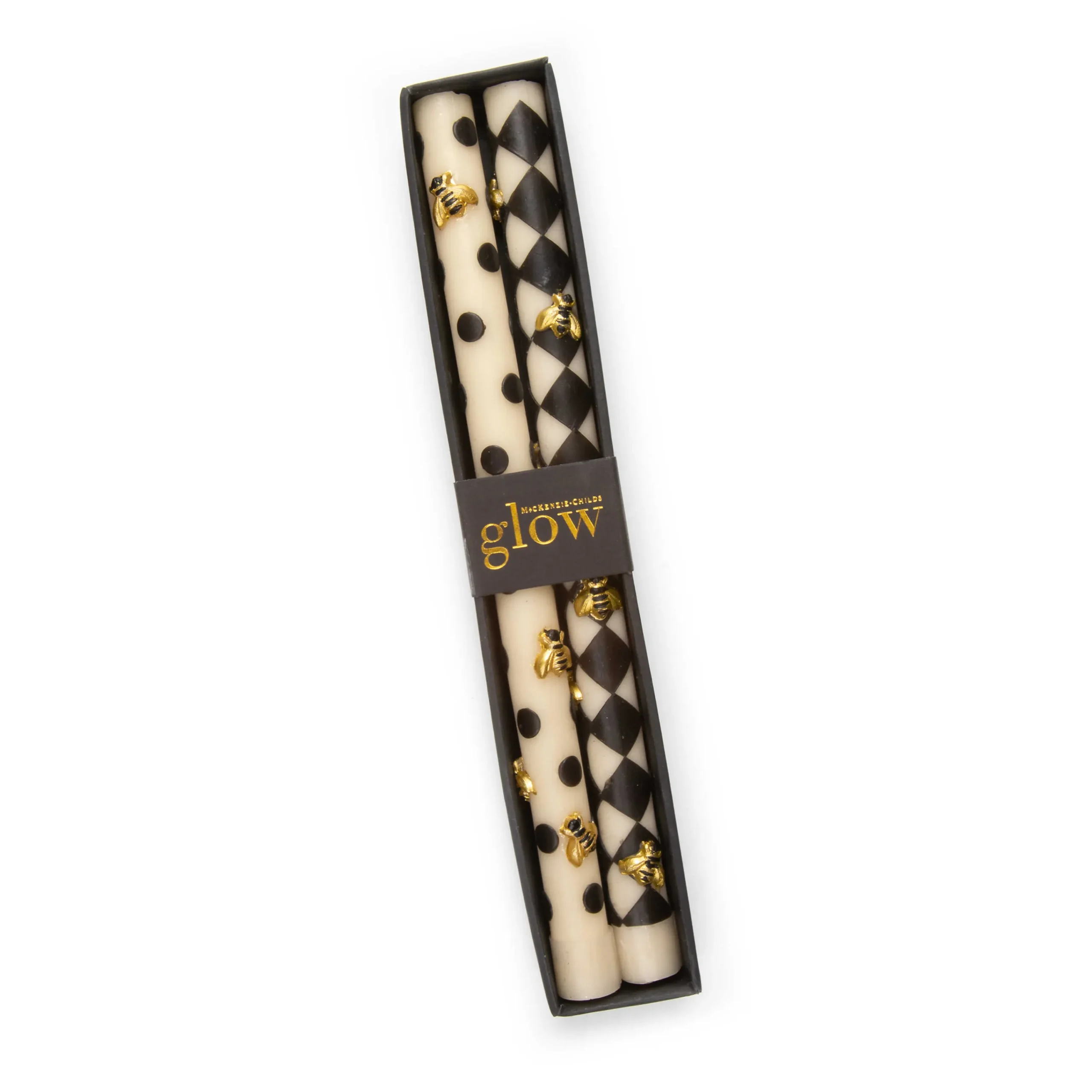 Bee Dinner Candles - Black - Set Of 2|MacKenzie-Childs Sale
