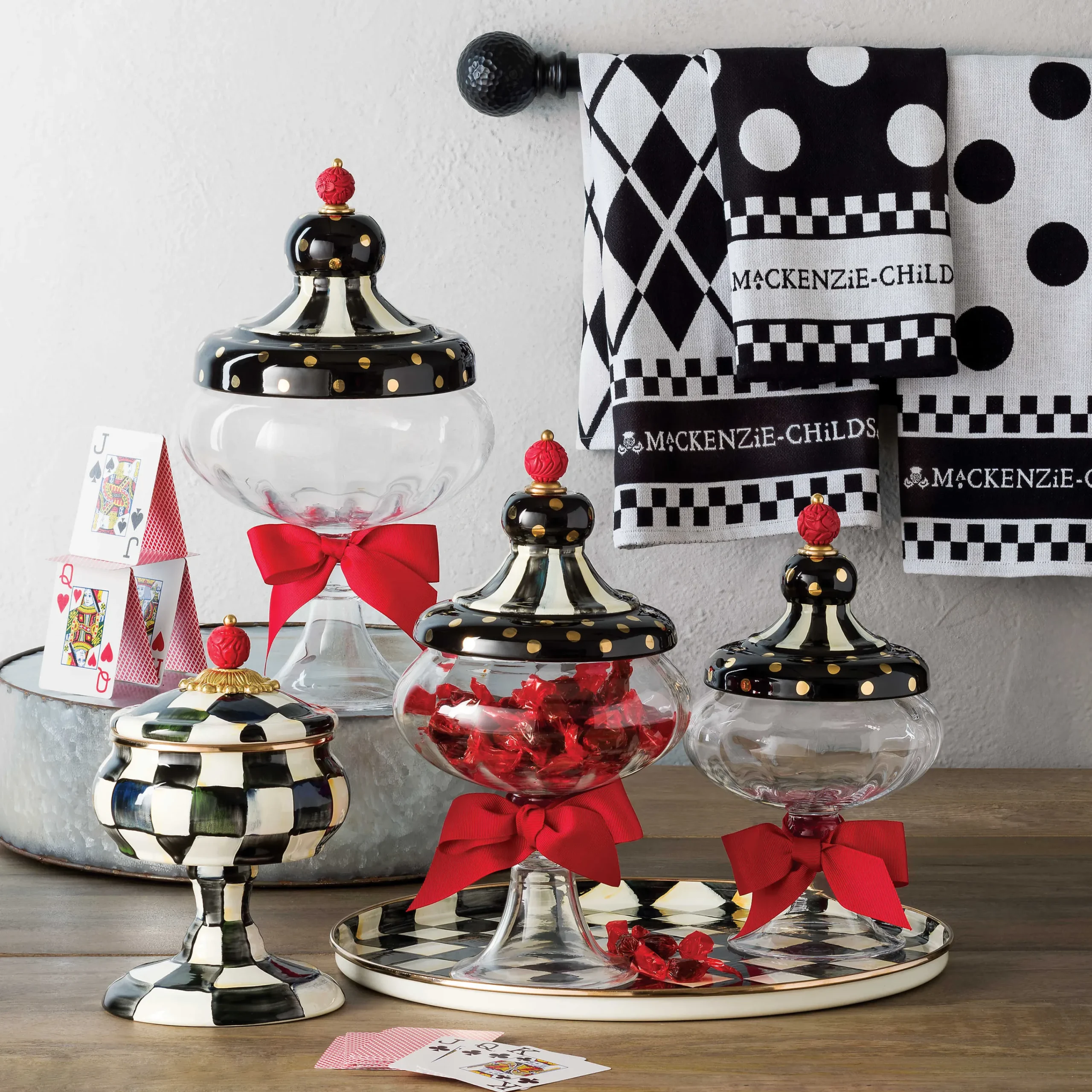 Black & White Dot Dish Towels - Set Of 3|MacKenzie-Childs Hot