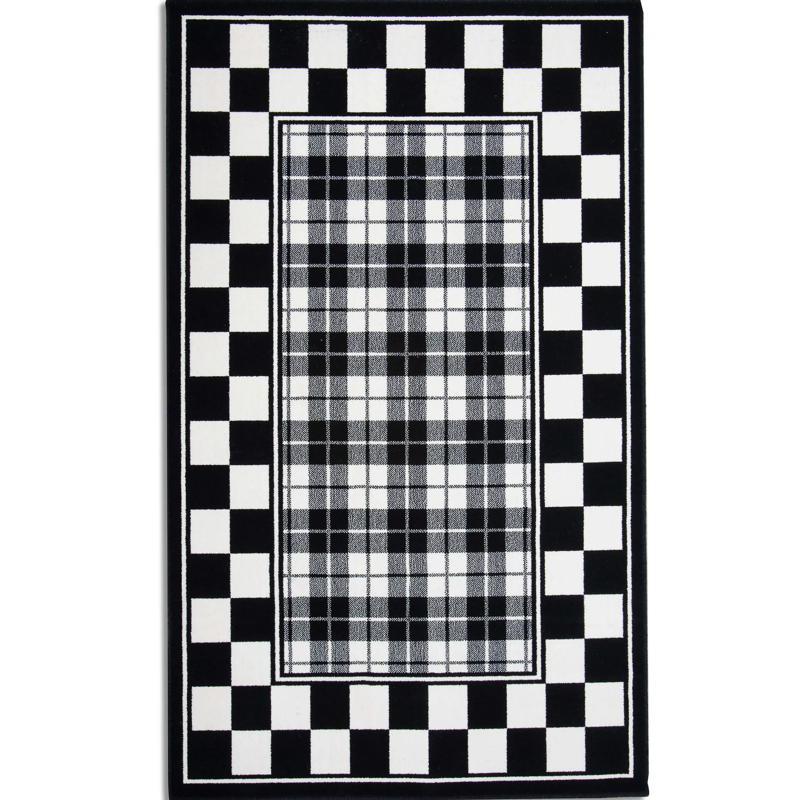 Black & White Tartan Rug - 3' X 4'11"|MacKenzie-Childs Online