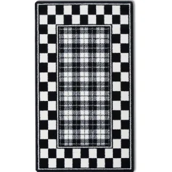 Black & White Tartan Rug - 2'3" X 3'9"|MacKenzie-Childs Discount