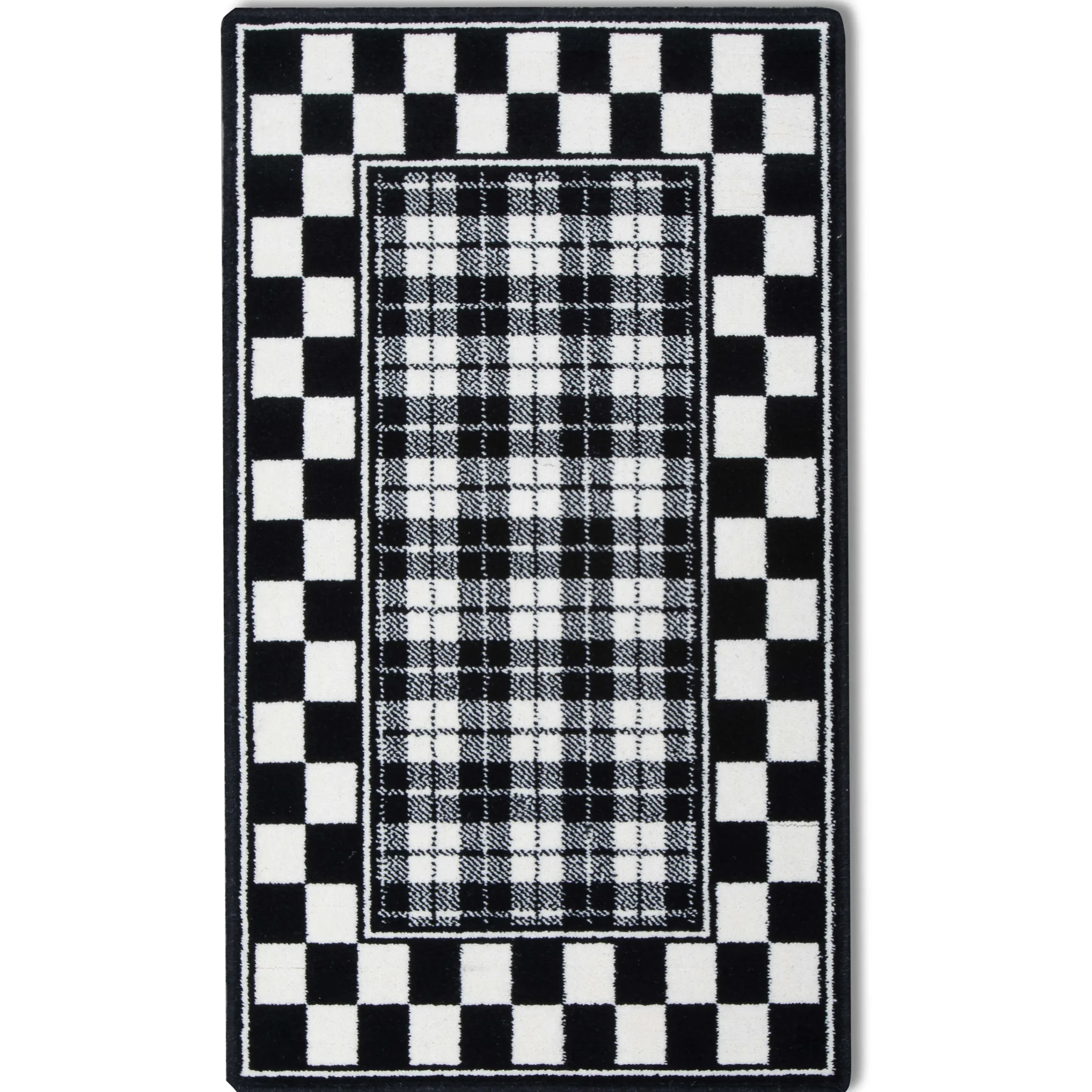 Black & White Tartan Rug - 2'3" X 3'9"|MacKenzie-Childs Discount