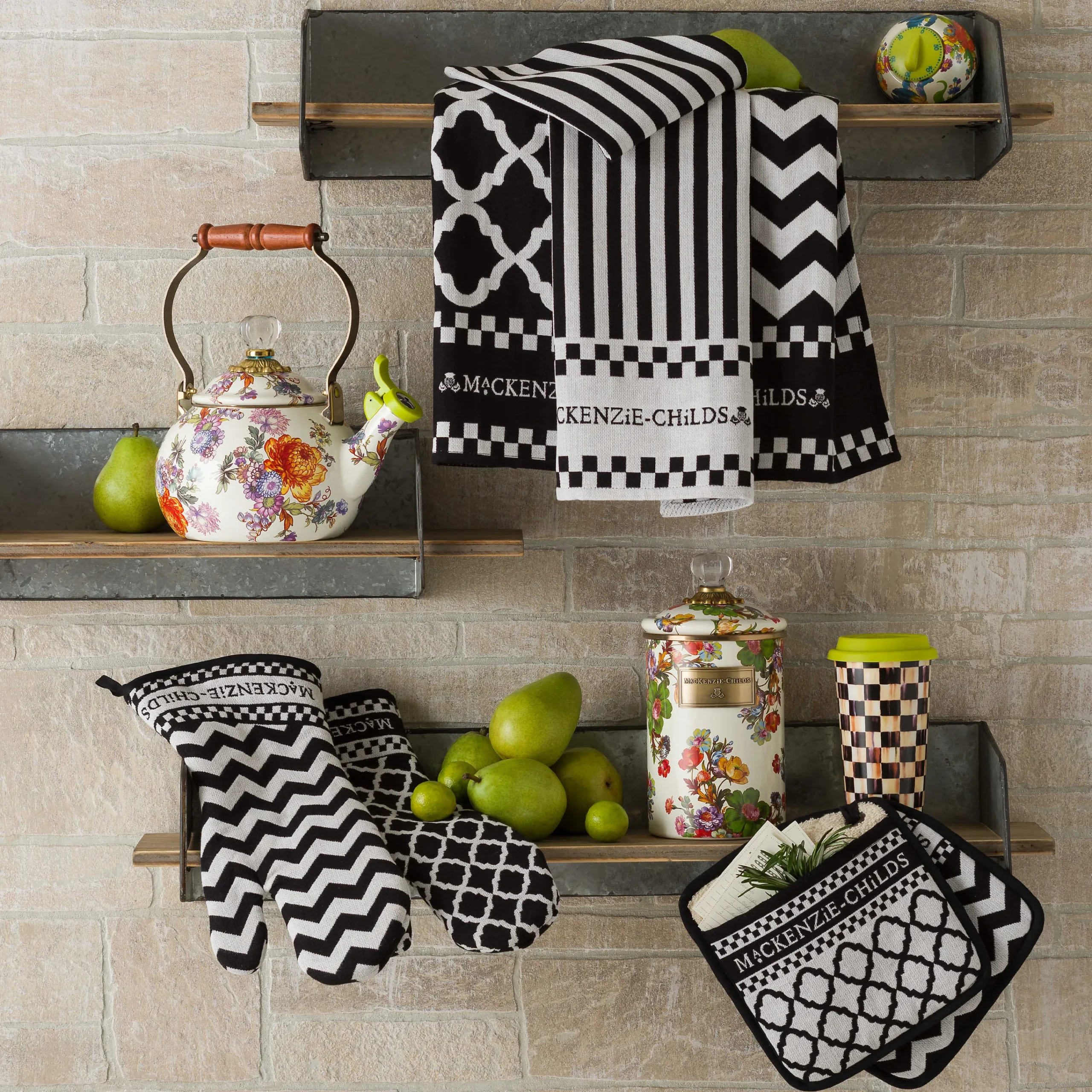 Black & White Zig Zag Dish Towels - Set Of 3|MacKenzie-Childs Online