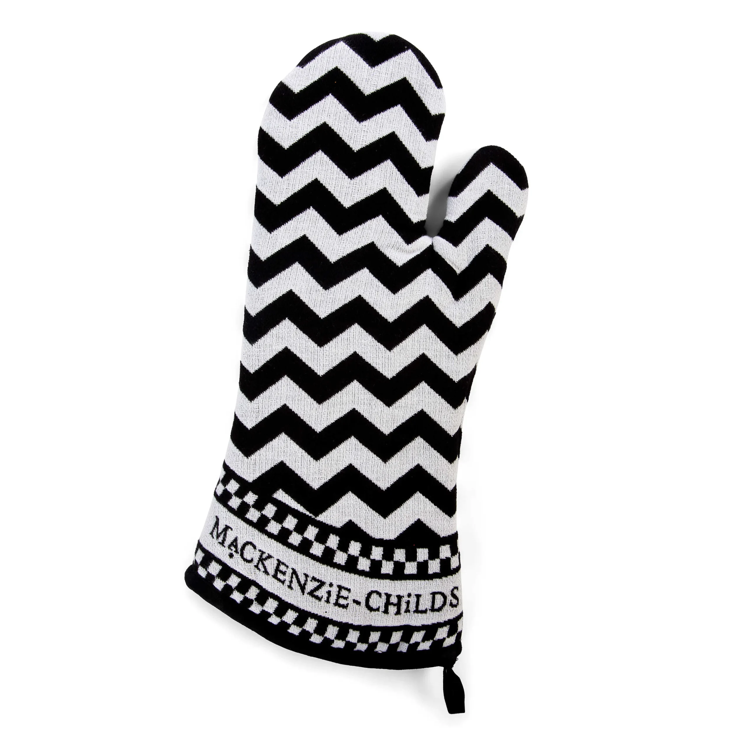Black & White Zig Zag Oven Mitts - Set Of 2|MacKenzie-Childs Outlet