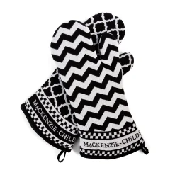 Black & White Zig Zag Oven Mitts - Set Of 2|MacKenzie-Childs Outlet