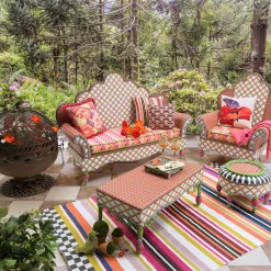 Breezy Poppy Outdoor Loveseat|MacKenzie-Childs Discount