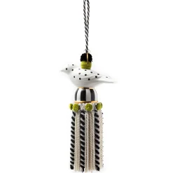 Ceramic Bird Tassel - Black & White|MacKenzie-Childs New
