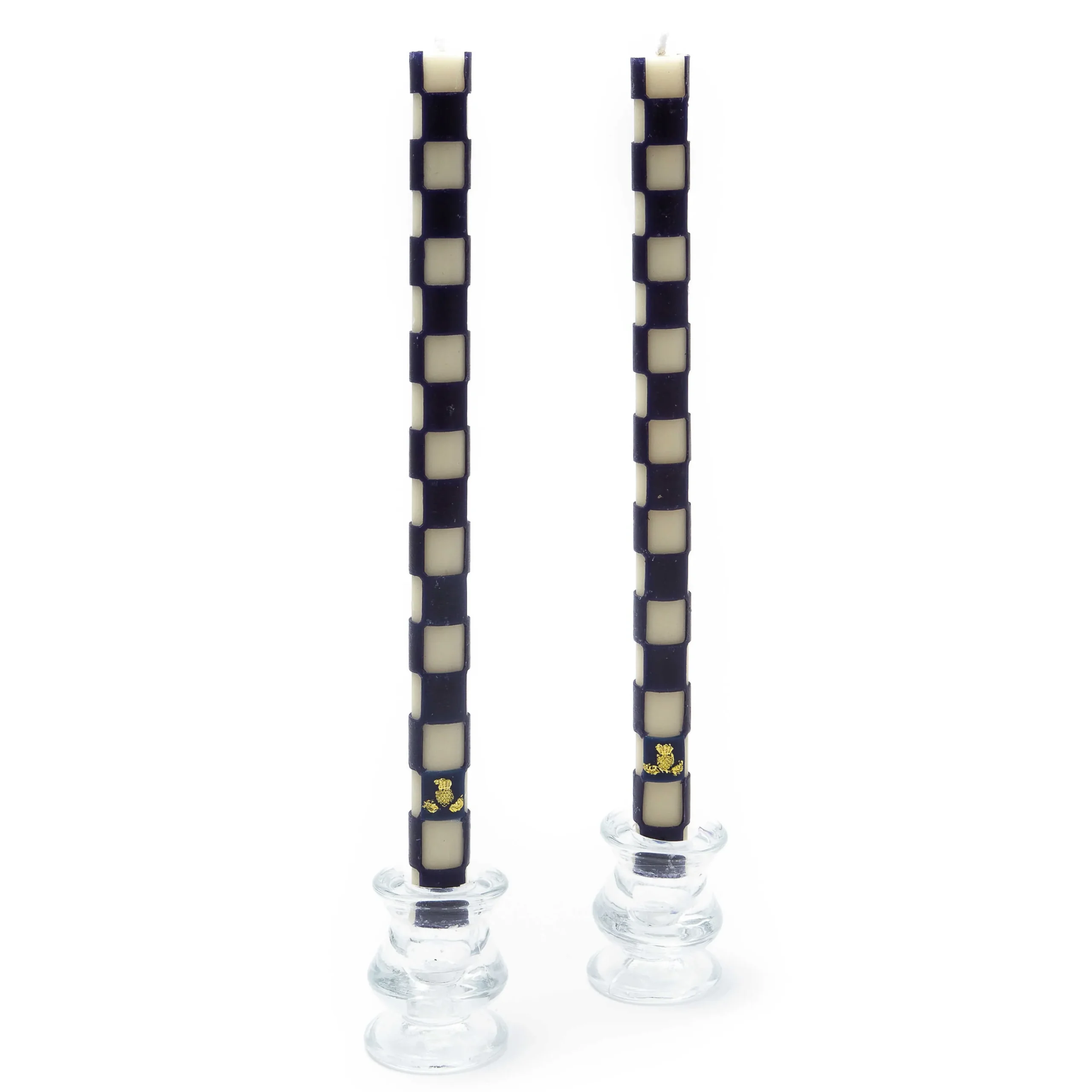 Check Dinner Candles - Navy - Set Of 2|MacKenzie-Childs Hot