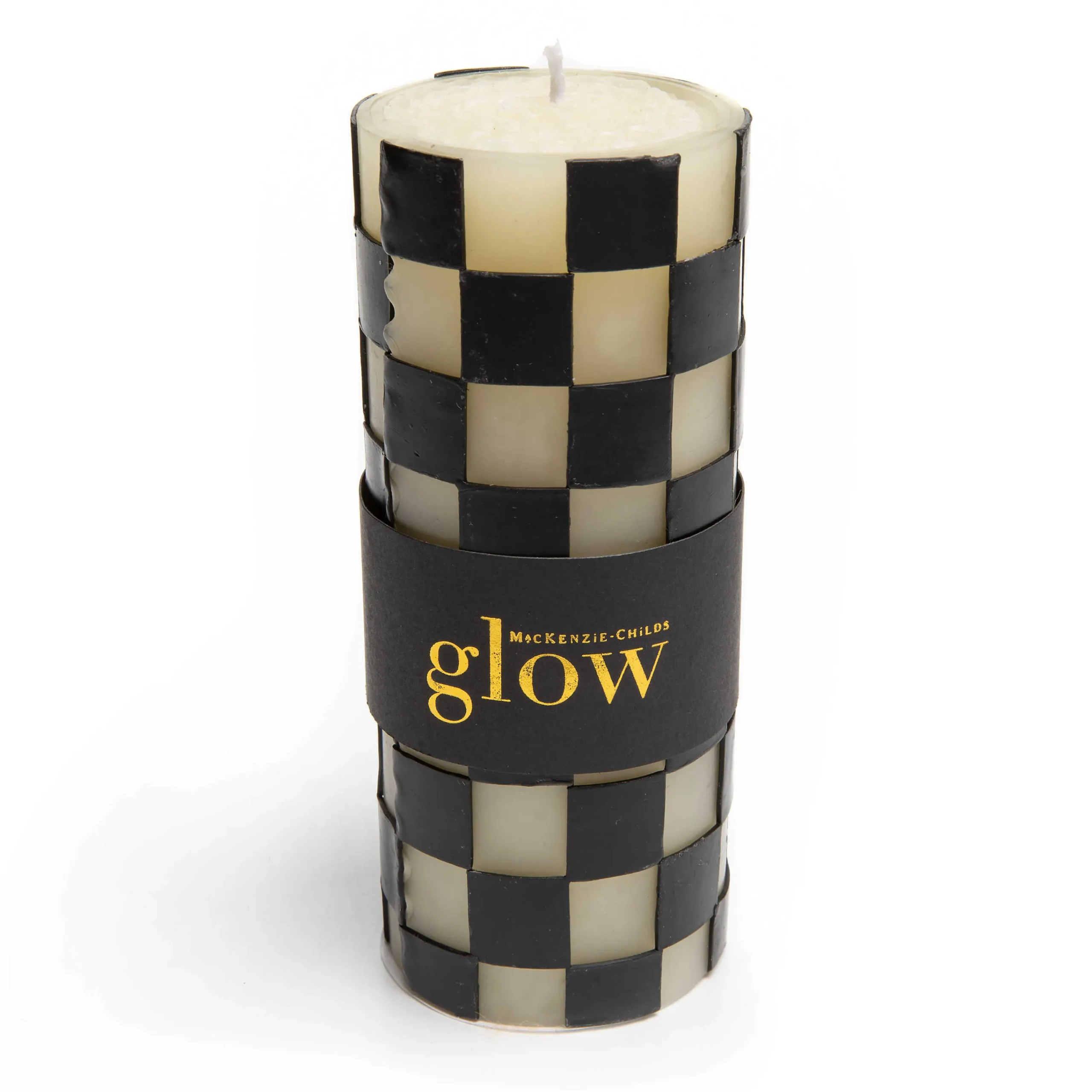 Check Pillar Candle - 6" - Black|MacKenzie-Childs New
