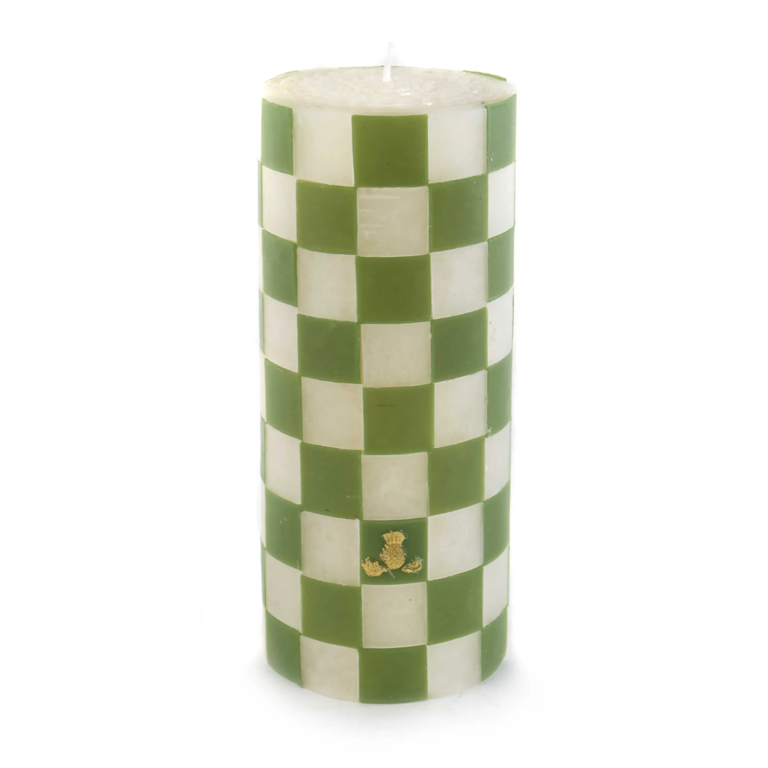 Check Pillar Candle - 6" - Green|MacKenzie-Childs Discount