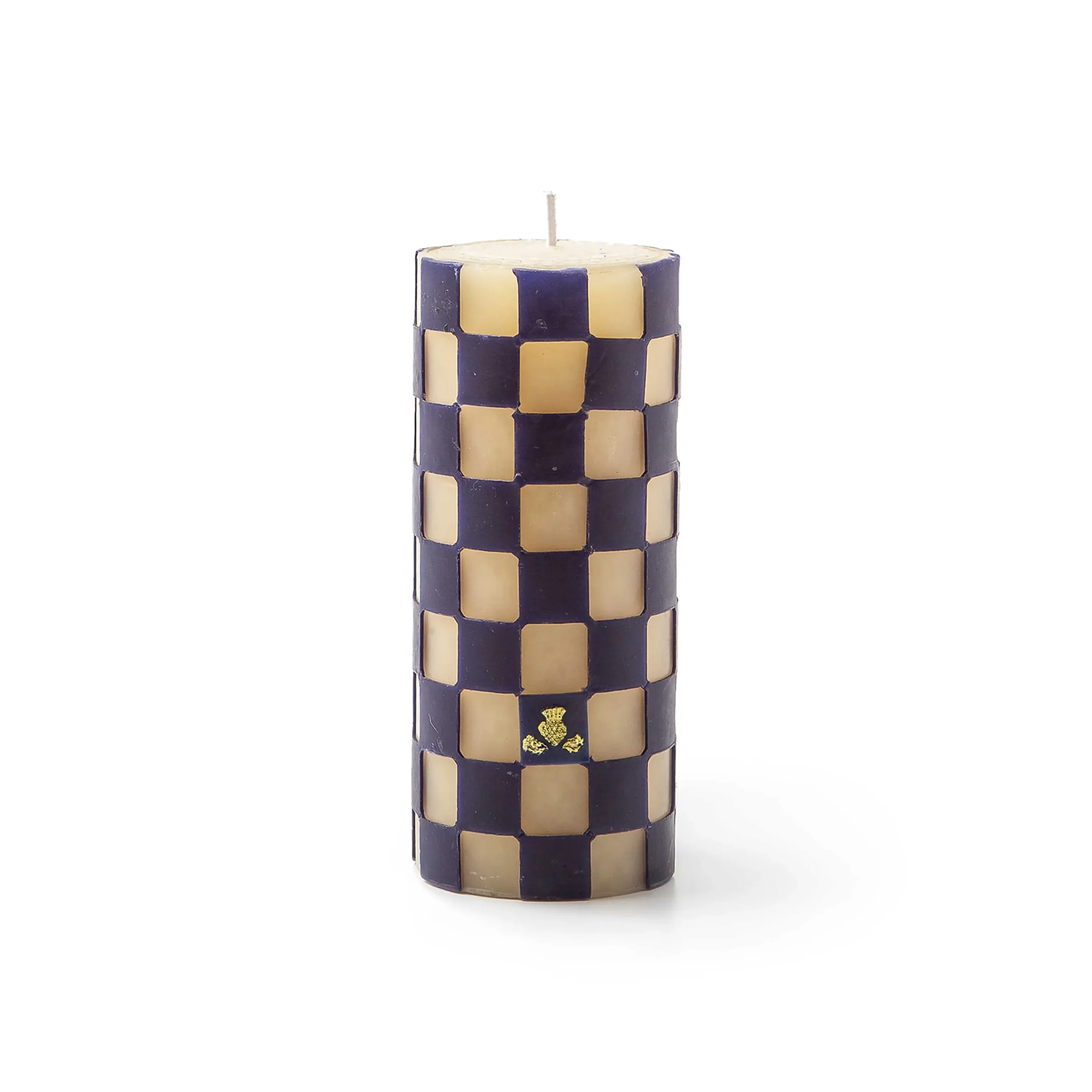 Check Pillar Candle - 6" - Navy|MacKenzie-Childs Online