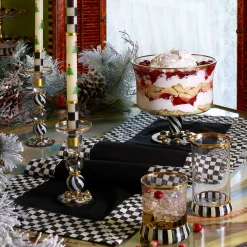 Christmas Tree Dinner Candles - Check Bands - Set Of 2|MacKenzie-Childs