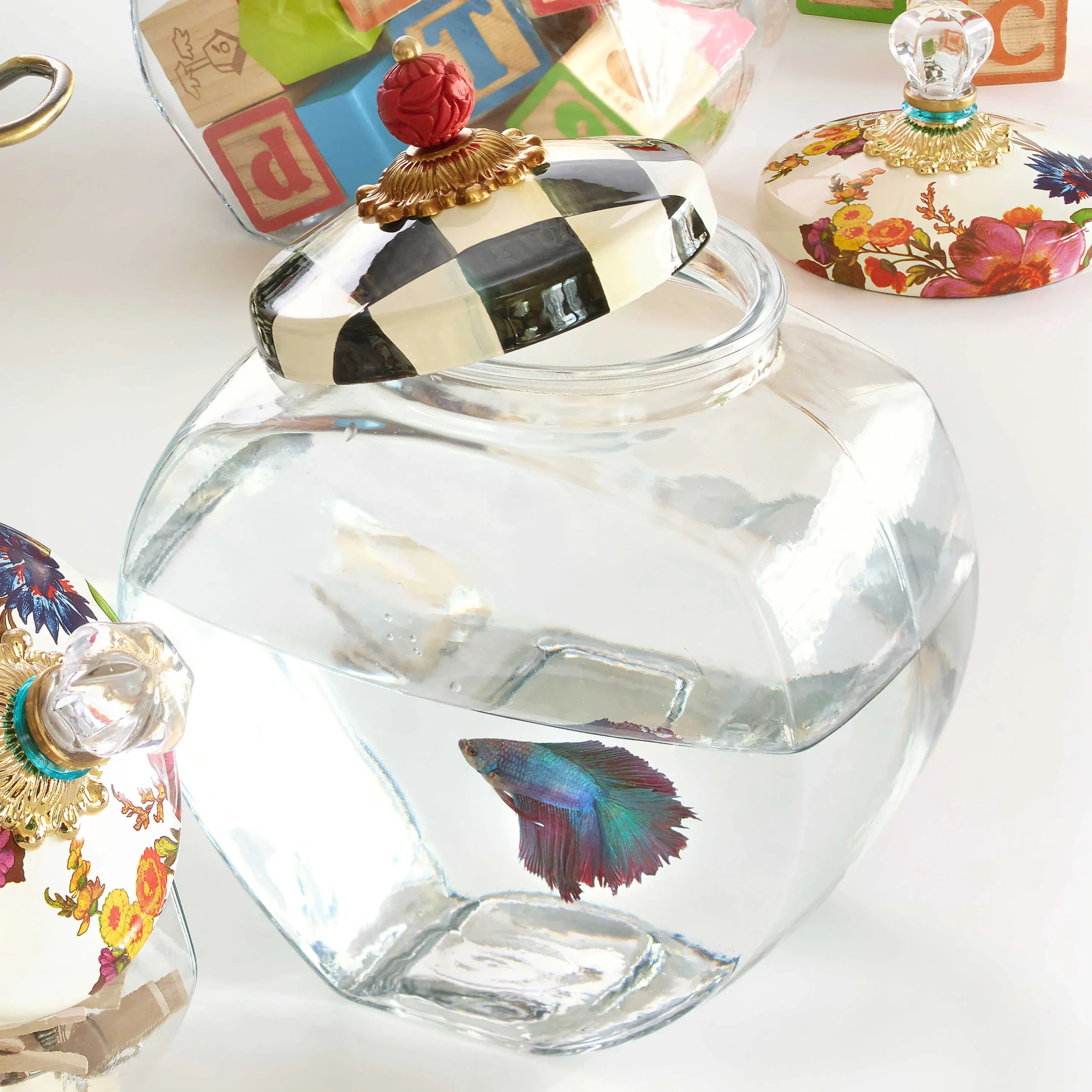 Cookie Jar With Courtly Check Enamel Lid|MacKenzie-Childs Outlet
