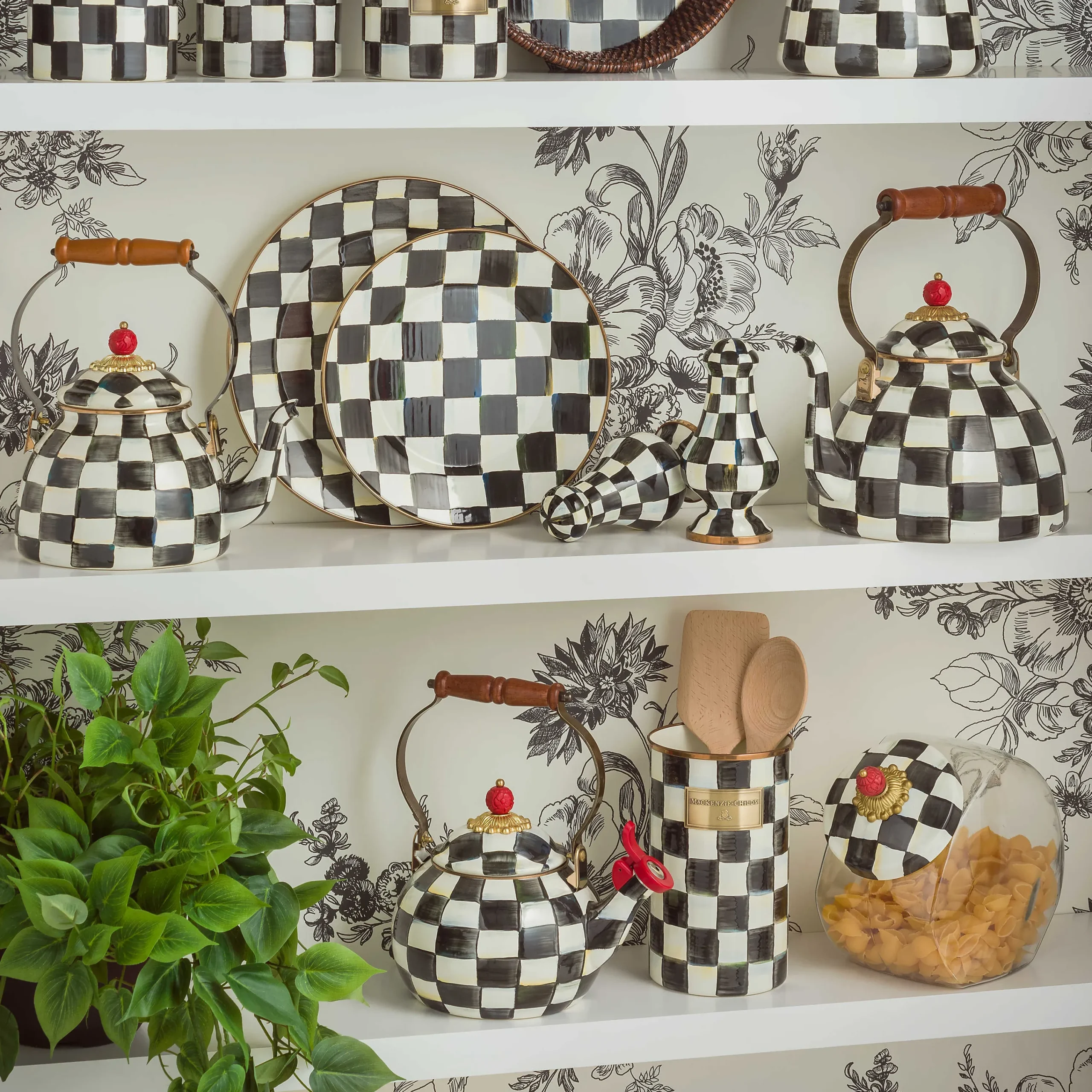 Cookie Jar With Courtly Check Enamel Lid|MacKenzie-Childs Outlet