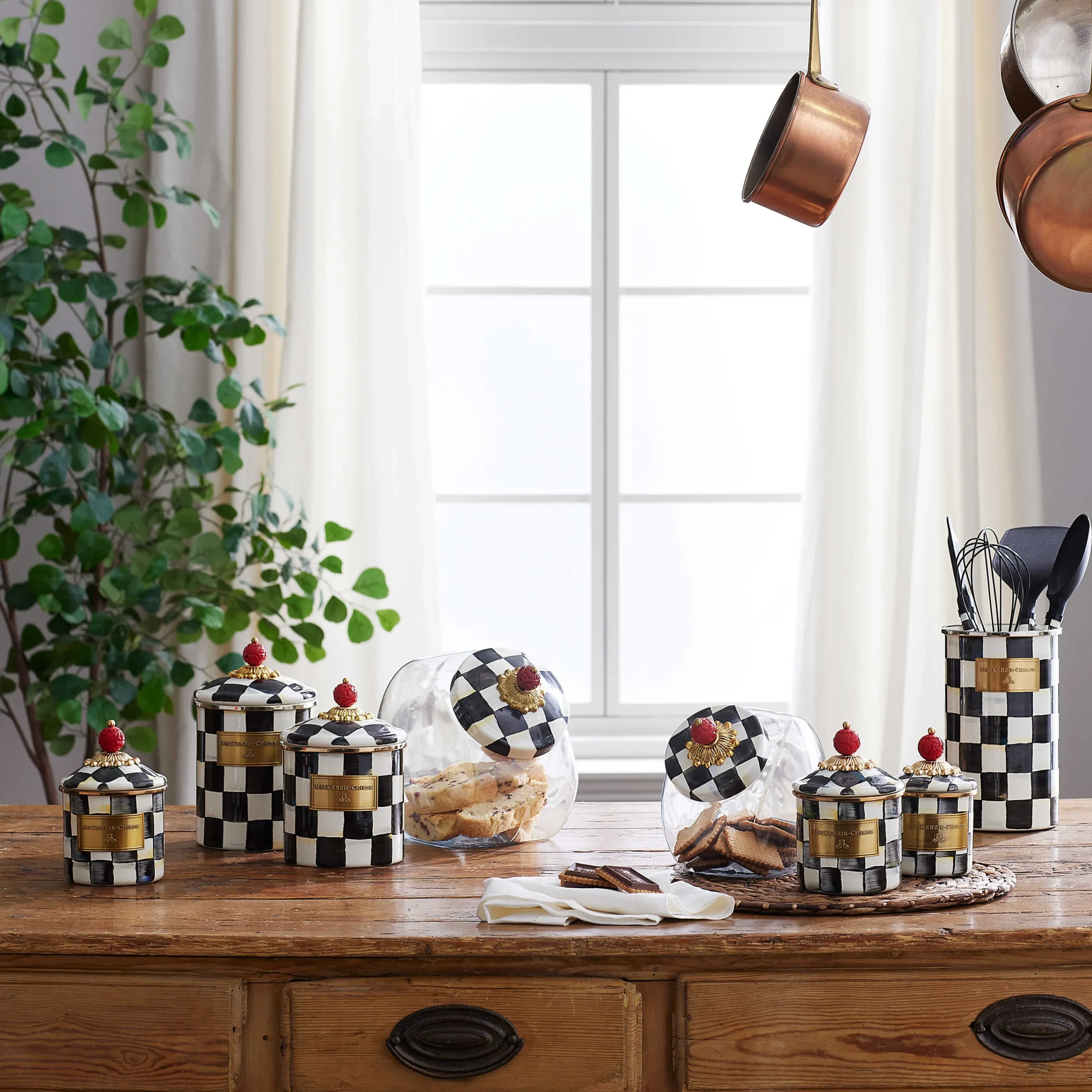 Cookie Jar With Courtly Check Enamel Lid|MacKenzie-Childs Outlet