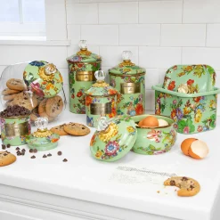 Cookie Jar With Flower Market Enamel Lid - Green|MacKenzie-Childs Discount