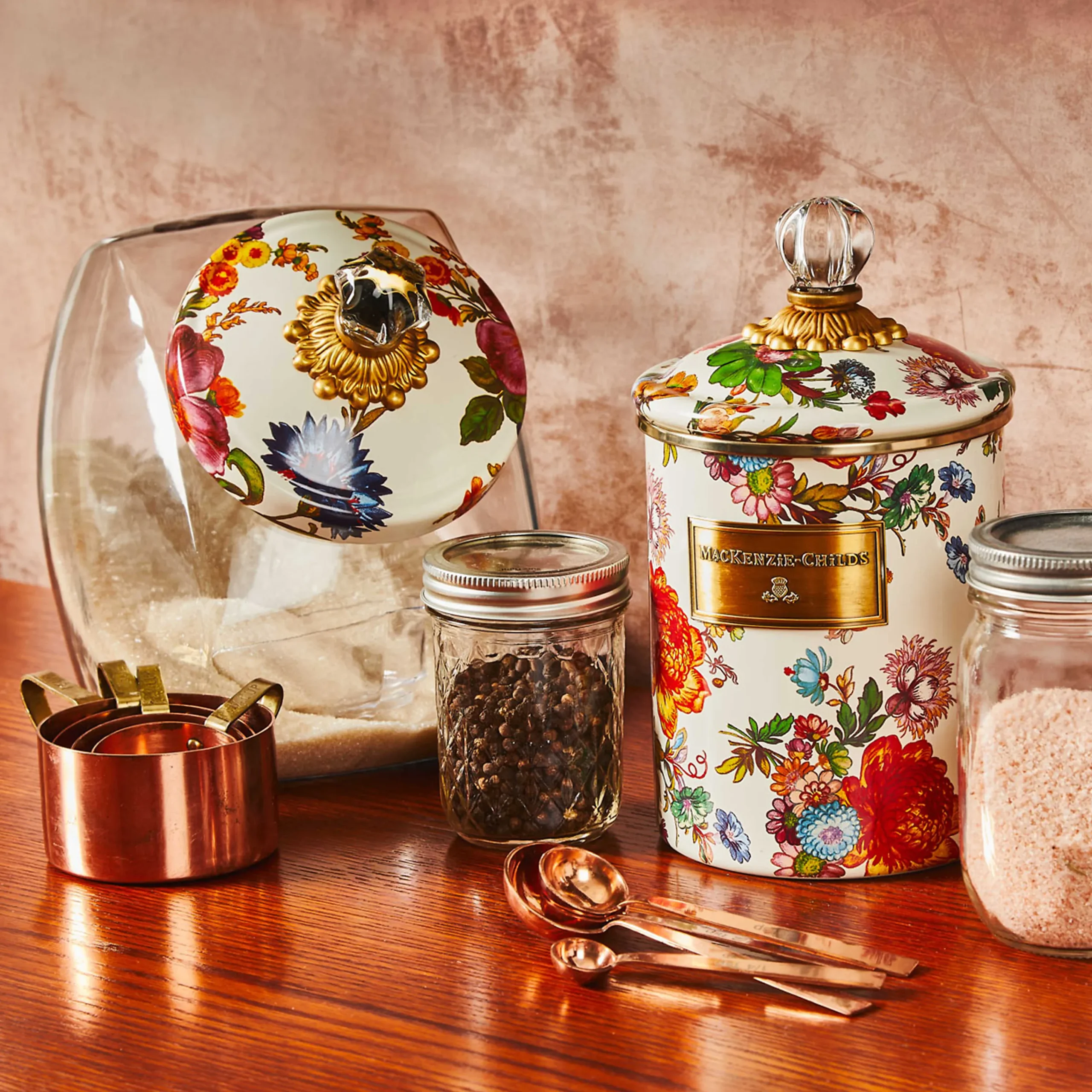 Cookie Jar With Flower Market Enamel Lid - White|MacKenzie-Childs Best