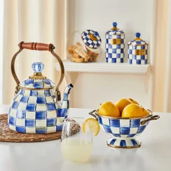 Cookie Jar With Royal Check Enamel Lid|MacKenzie-Childs New