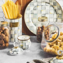 Cookie Jar With Sterling Check Enamel Lid|MacKenzie-Childs Online