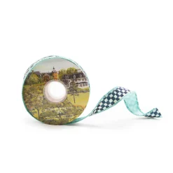 Courtly Check 1" Ribbon - Aqua|MacKenzie-Childs
