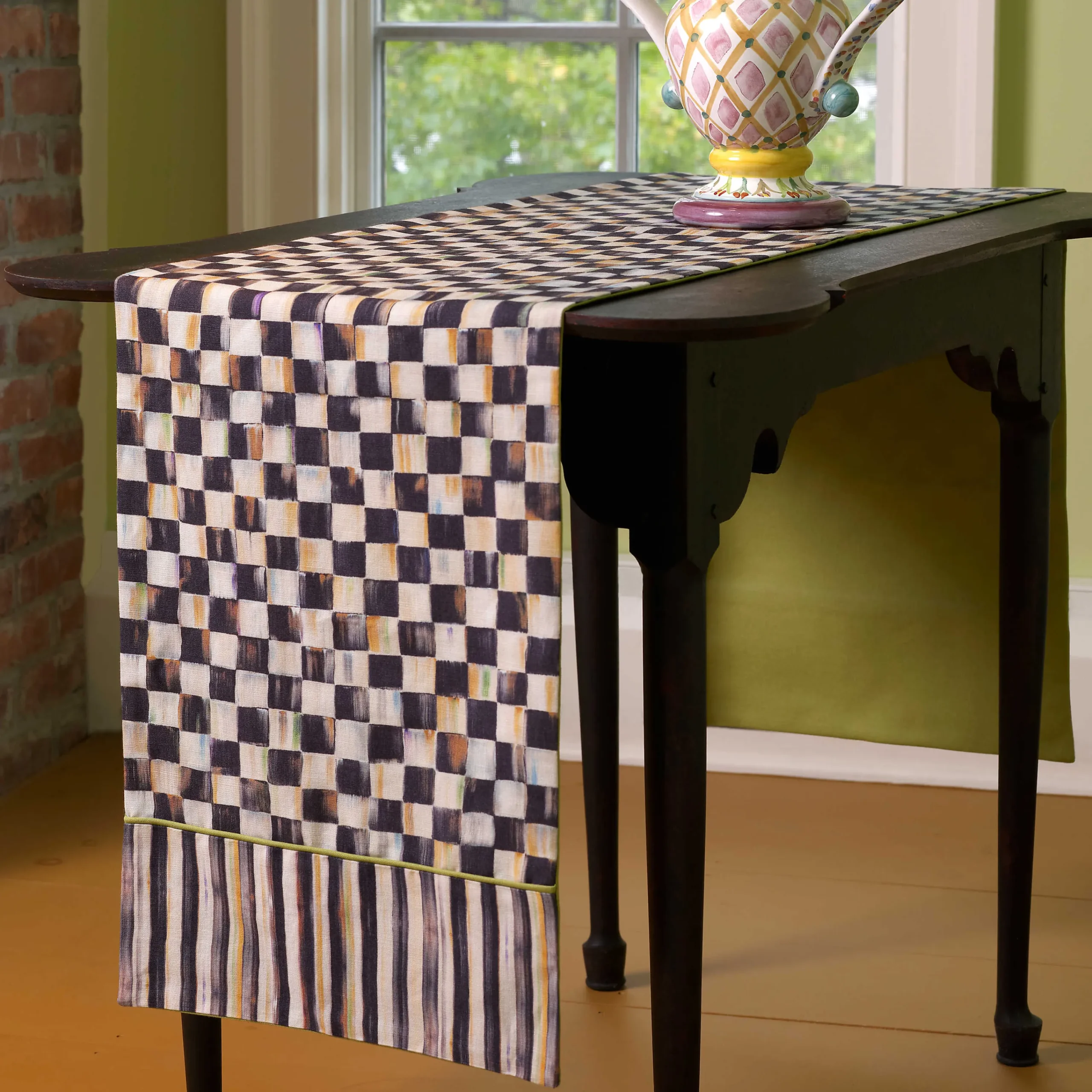 Courtly Check & Stripe Table Runner|MacKenzie-Childs Outlet