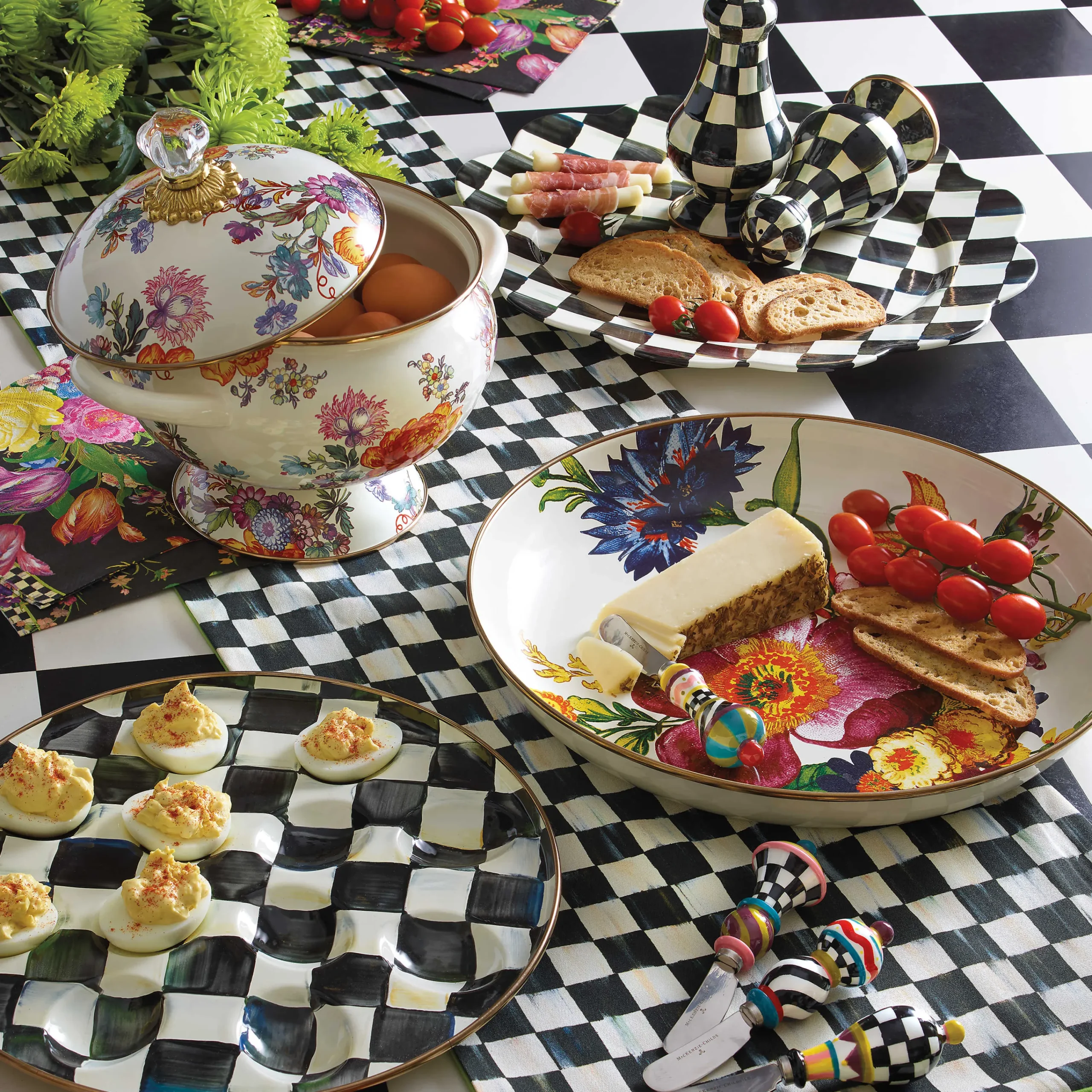 Courtly Check & Stripe Table Runner|MacKenzie-Childs Outlet