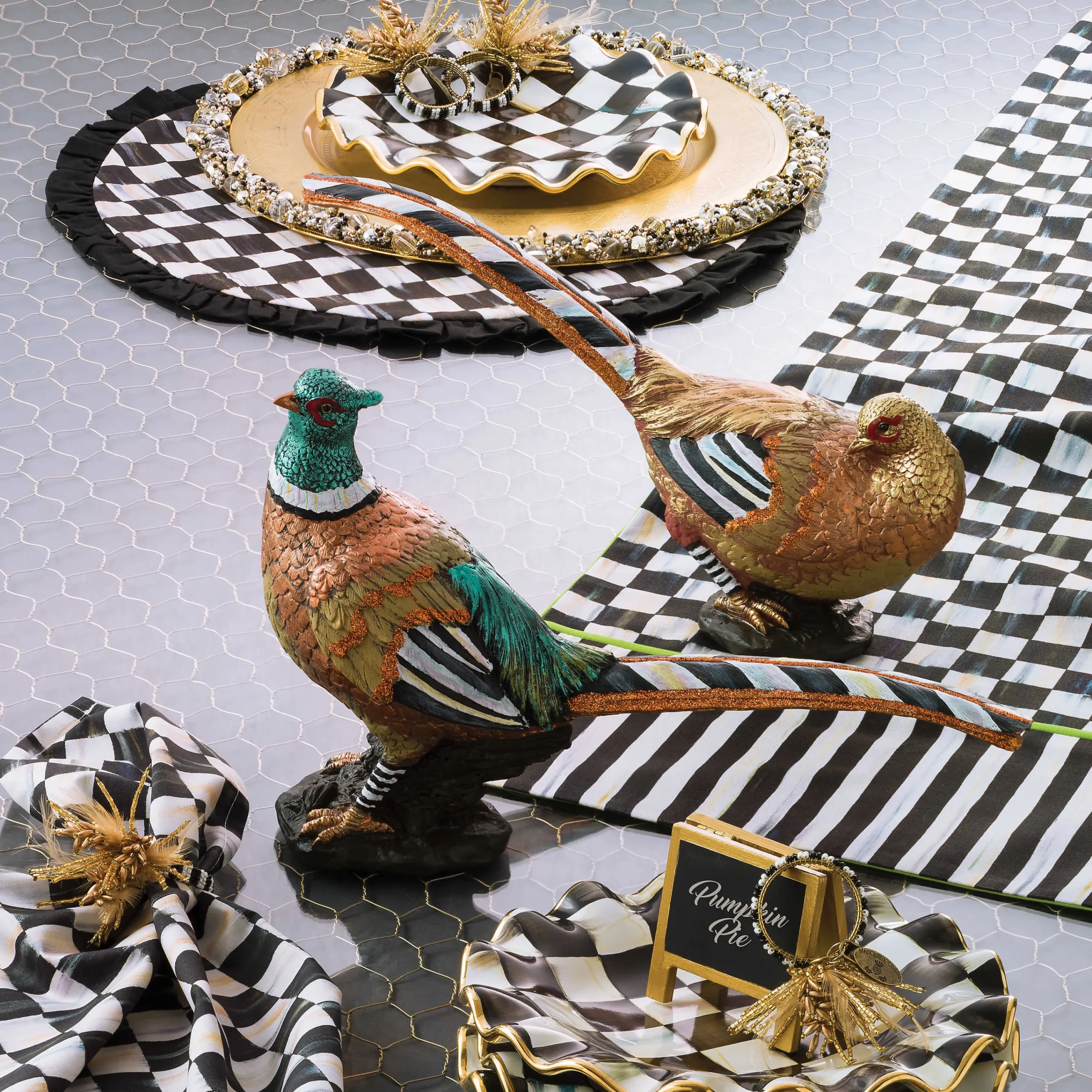 Courtly Check & Stripe Table Runner|MacKenzie-Childs Outlet