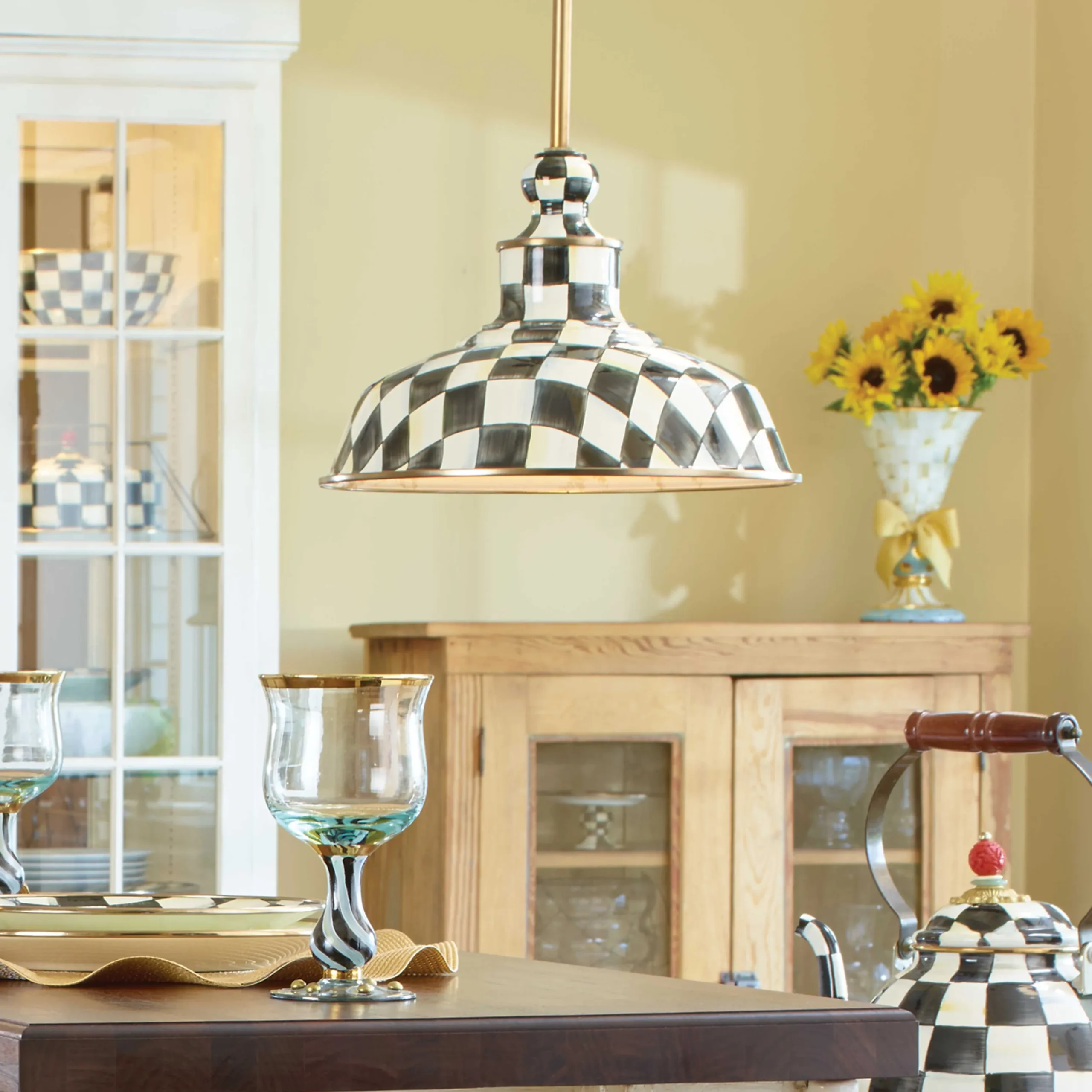 Courtly Check Barn Pendant Lamp - 12"|MacKenzie-Childs Clearance