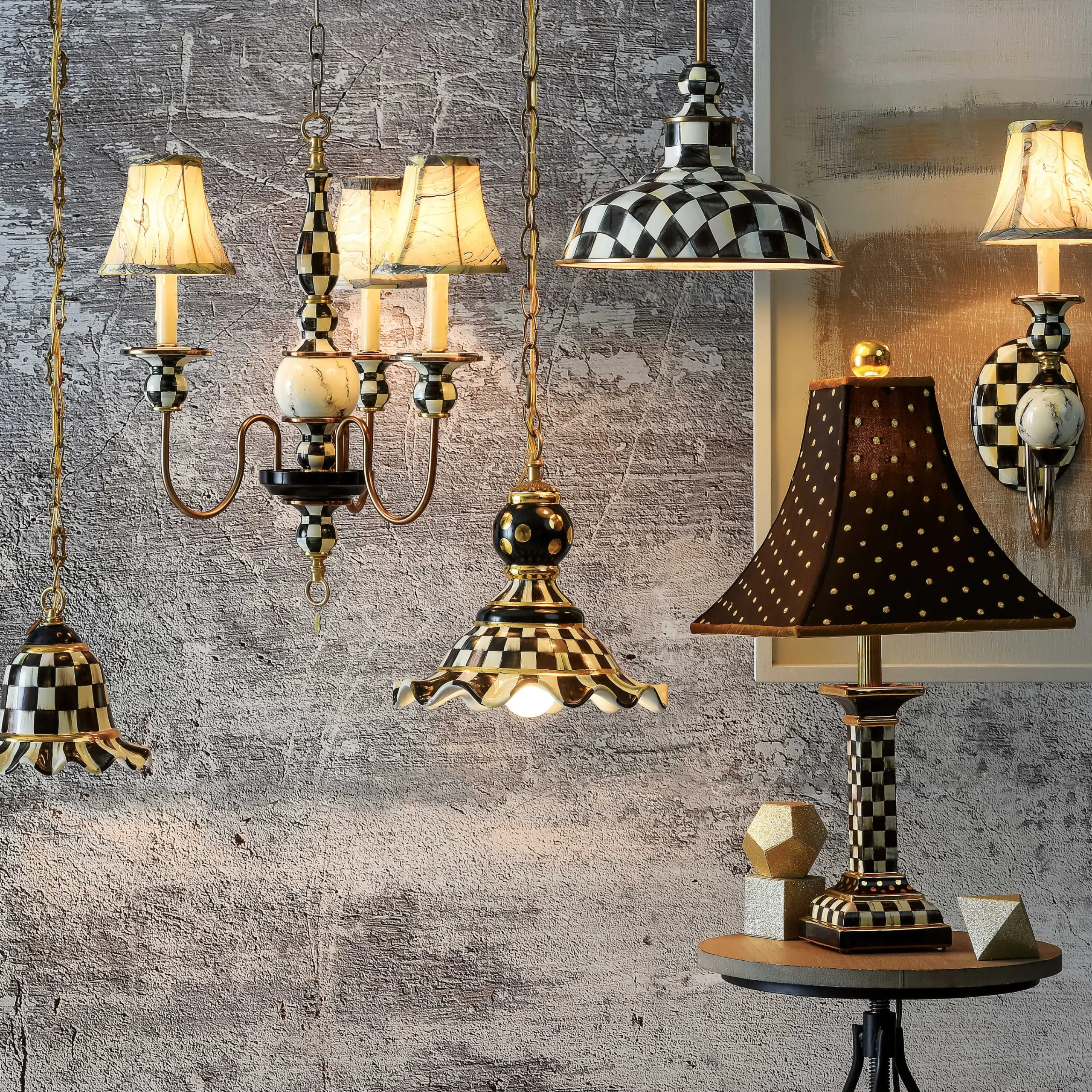 Courtly Check Barn Pendant Lamp - 12"|MacKenzie-Childs Clearance