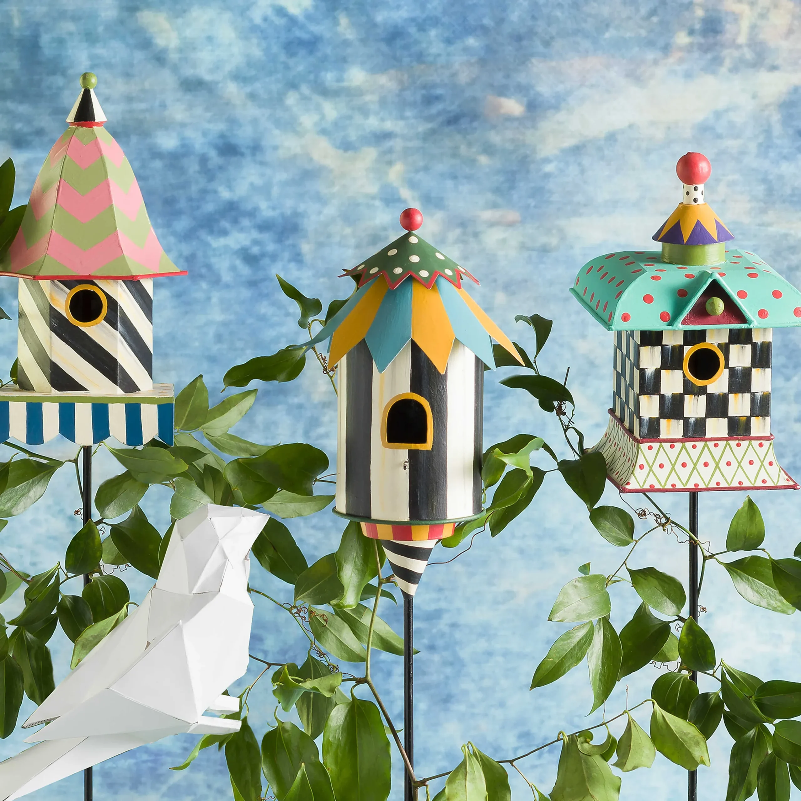 Courtly Check Birdhouse Stake|MacKenzie-Childs Clearance