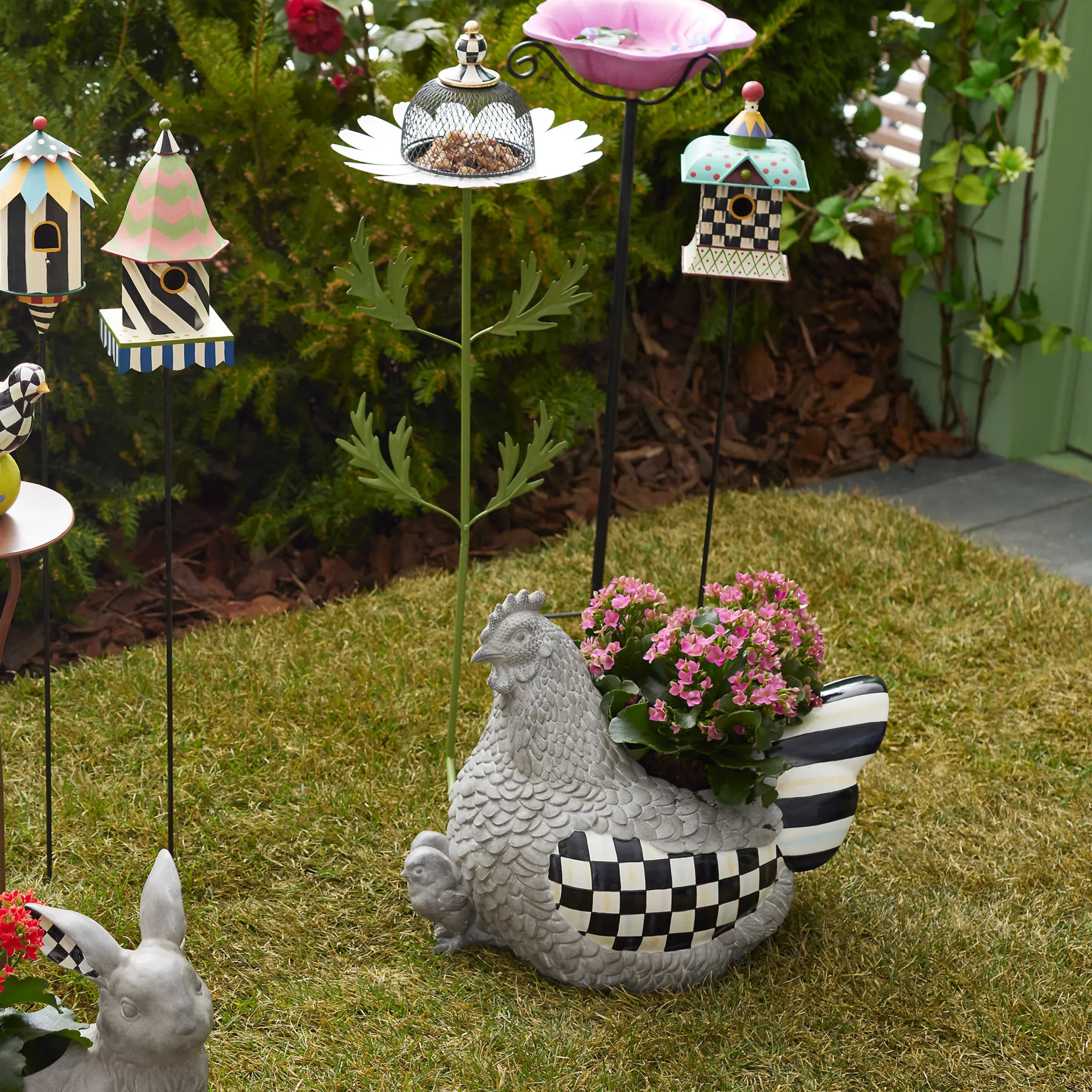 Courtly Check Birdhouse Stake|MacKenzie-Childs Clearance
