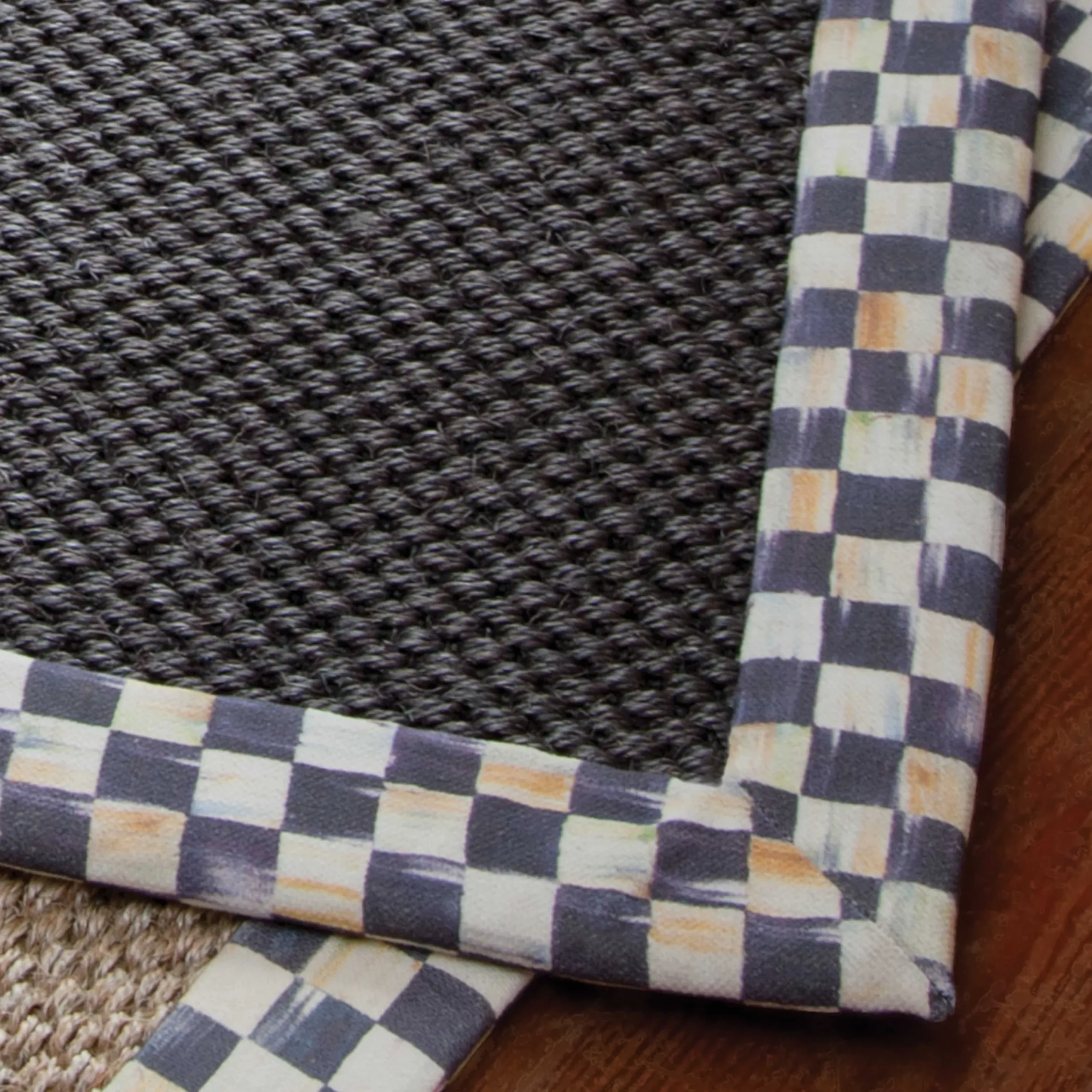 Courtly Check Black Sisal Rug - 2'6" X 9' Runner|MacKenzie-Childs Sale