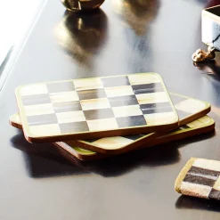 Courtly Check Cork Back Coasters - Set Of 4|MacKenzie-Childs Online