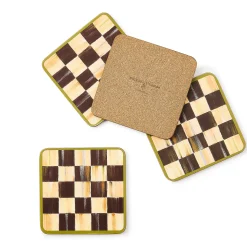 Courtly Check Cork Back Coasters - Set Of 4|MacKenzie-Childs Online