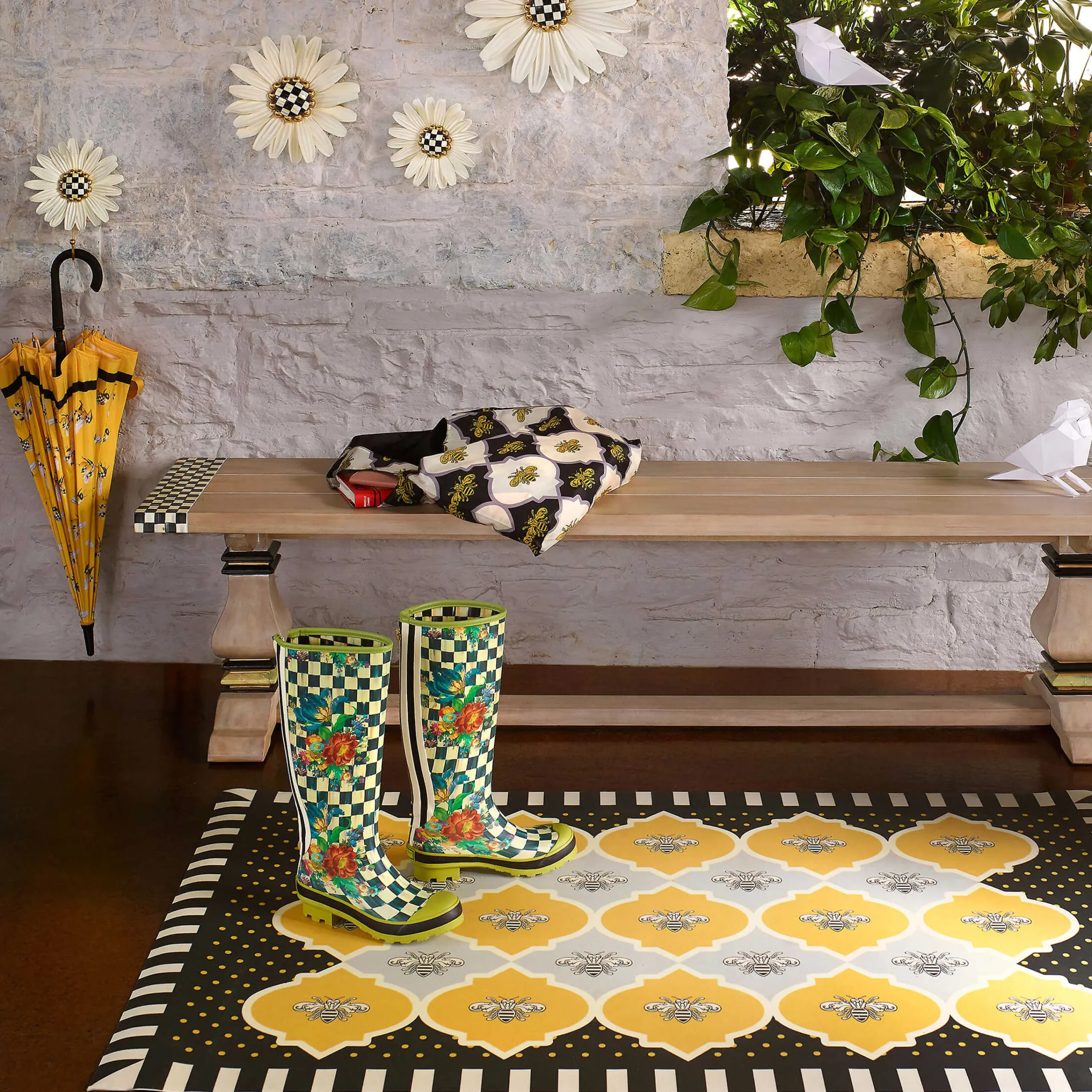 Courtly Check Daisy Wall Decor - Medium|MacKenzie-Childs Discount