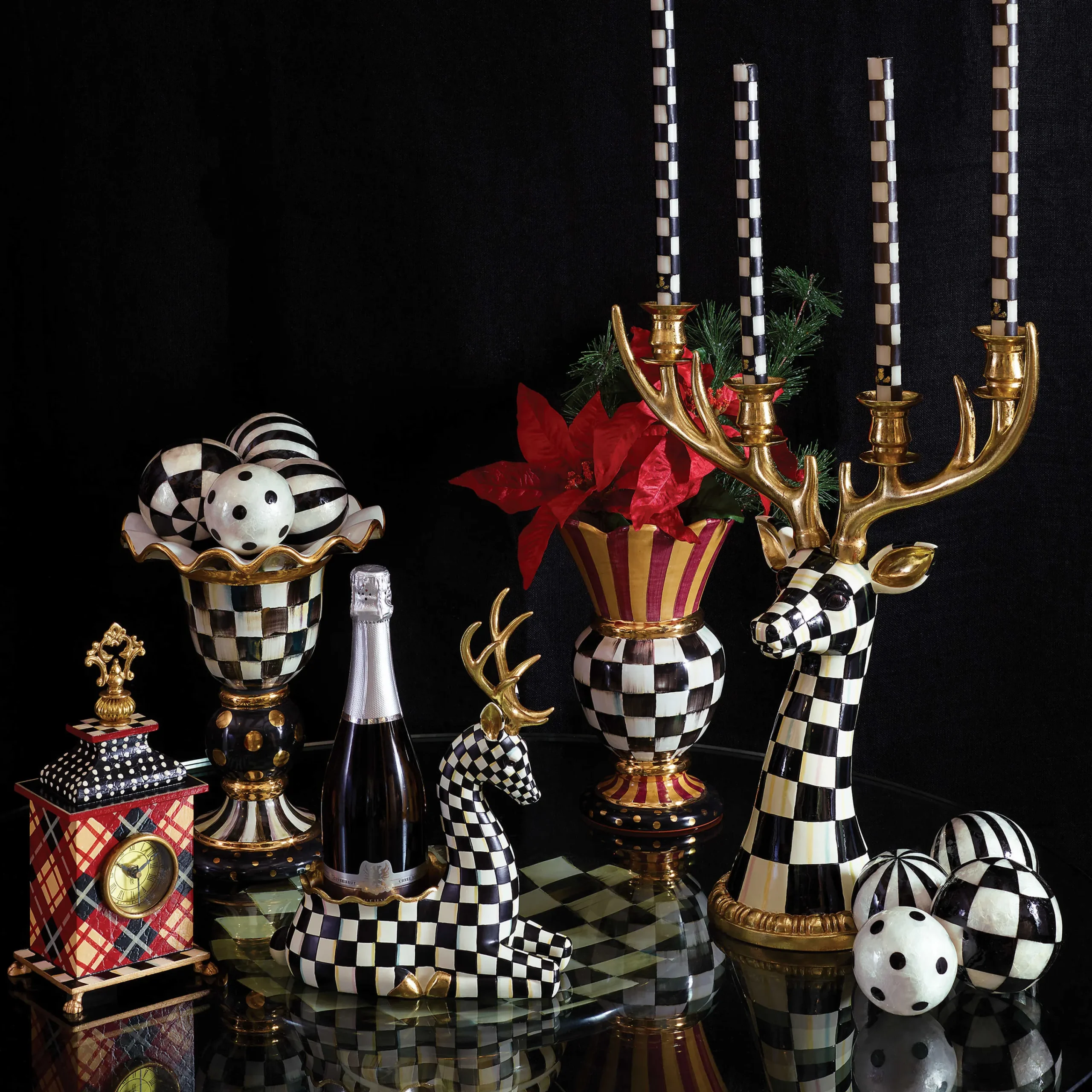 Courtly Check Deer Head Candelabra|MacKenzie-Childs Online