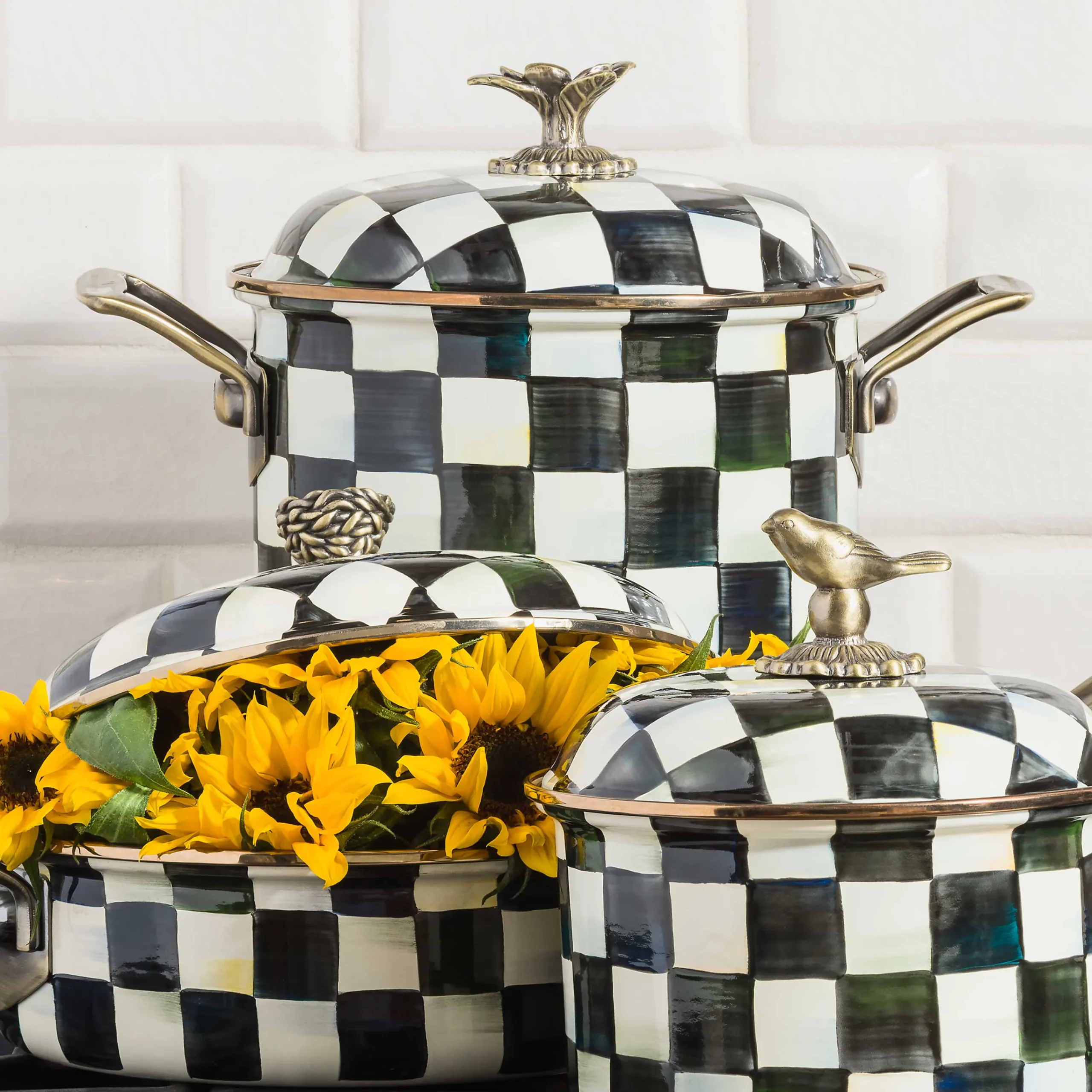 Courtly Check Enamel 7 Qt. Stockpot|MacKenzie-Childs Hot