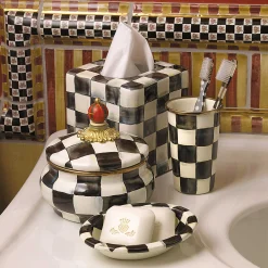 Courtly Check Enamel Boutique Tissue Box Cover|MacKenzie-Childs New