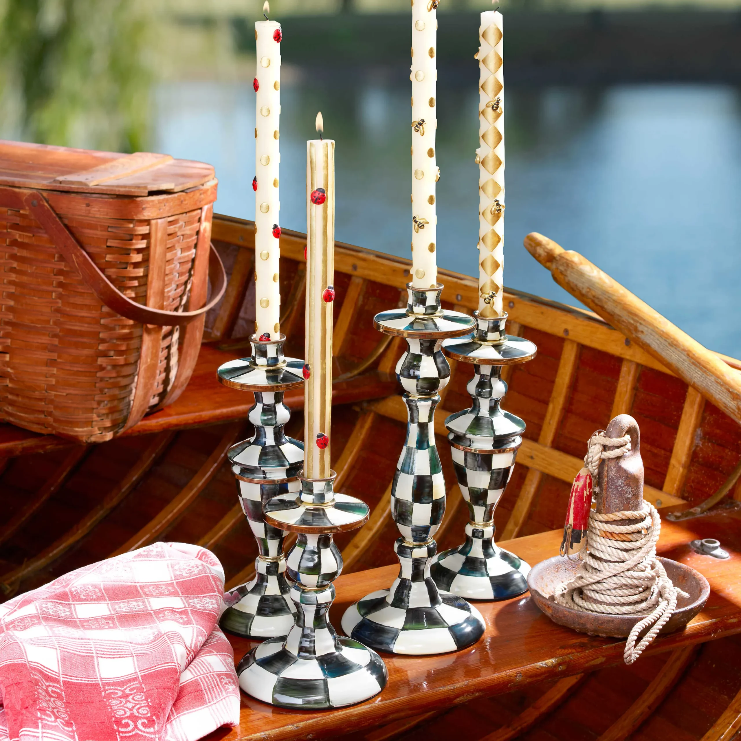 Courtly Check Enamel Candlestick - Small|MacKenzie-Childs Hot