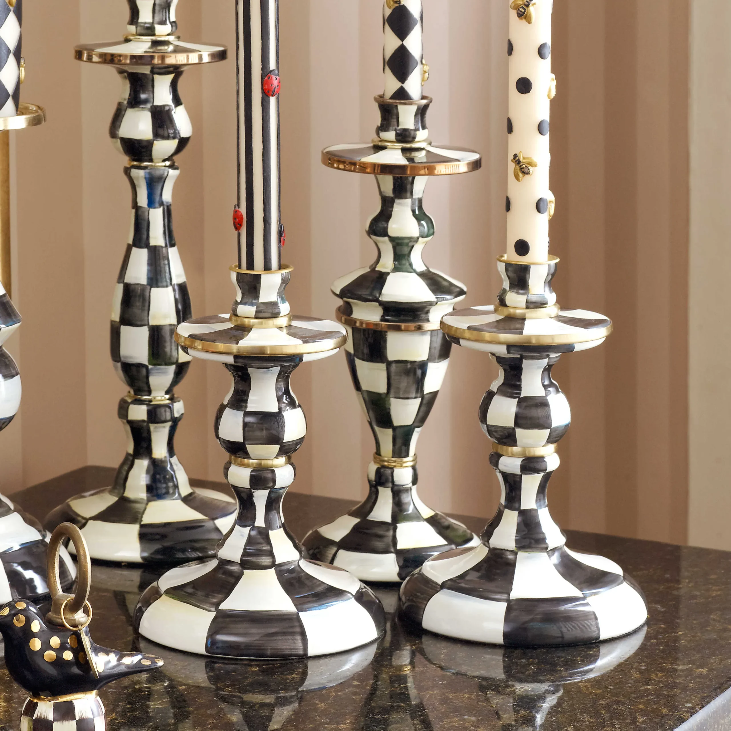 Courtly Check Enamel Candlestick - Small|MacKenzie-Childs Hot
