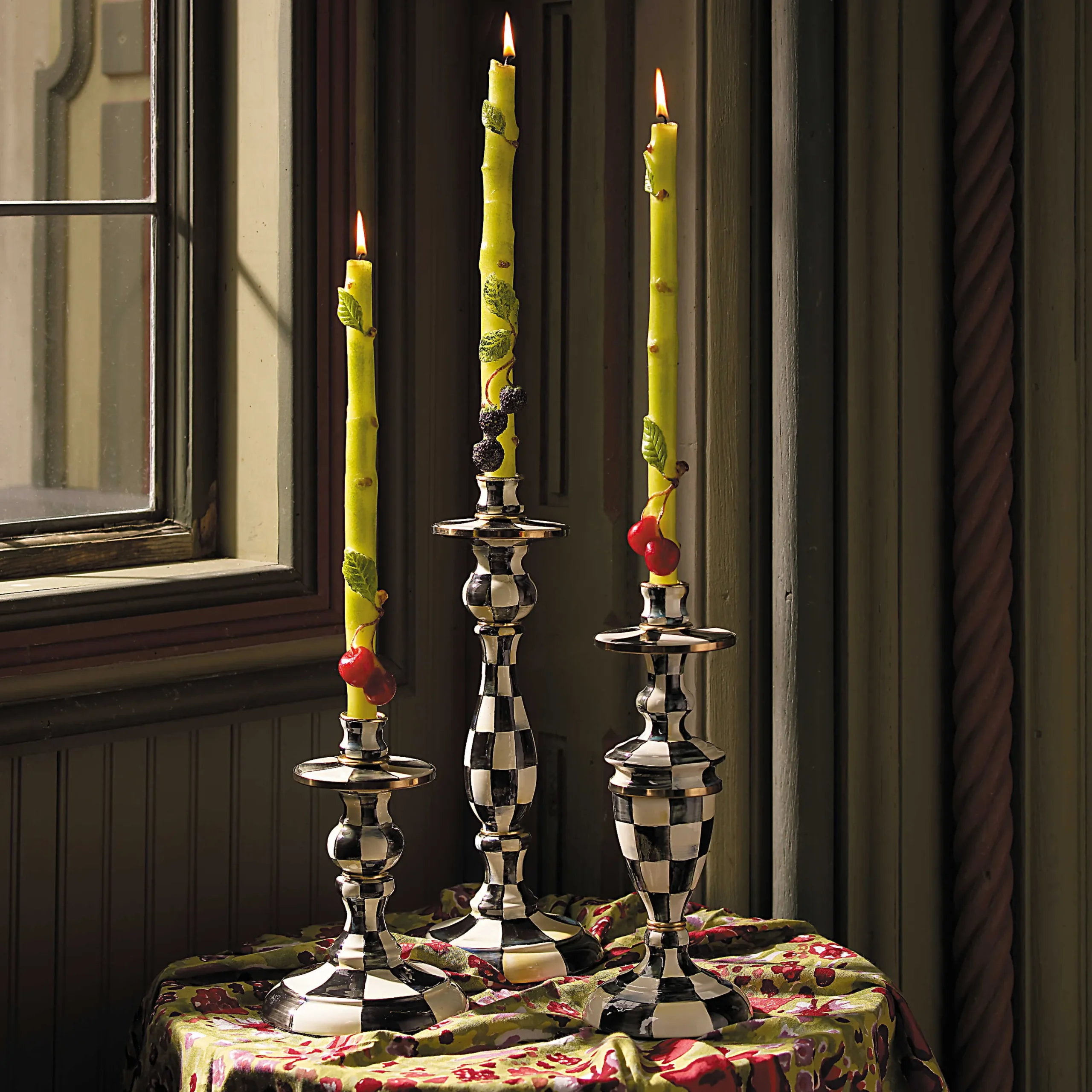 Courtly Check Enamel Candlestick - Small|MacKenzie-Childs Hot