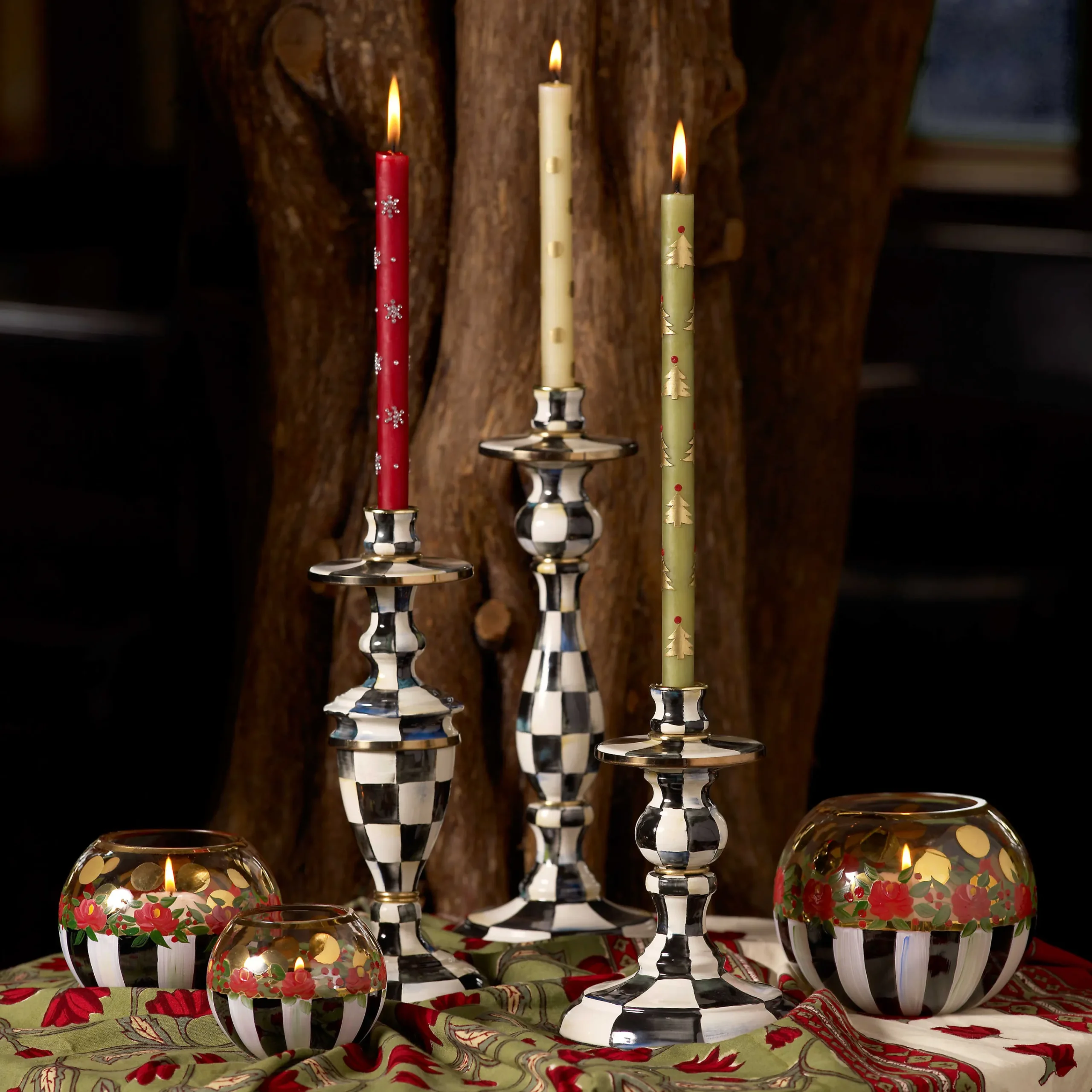 Courtly Check Enamel Candlestick - Small|MacKenzie-Childs Hot