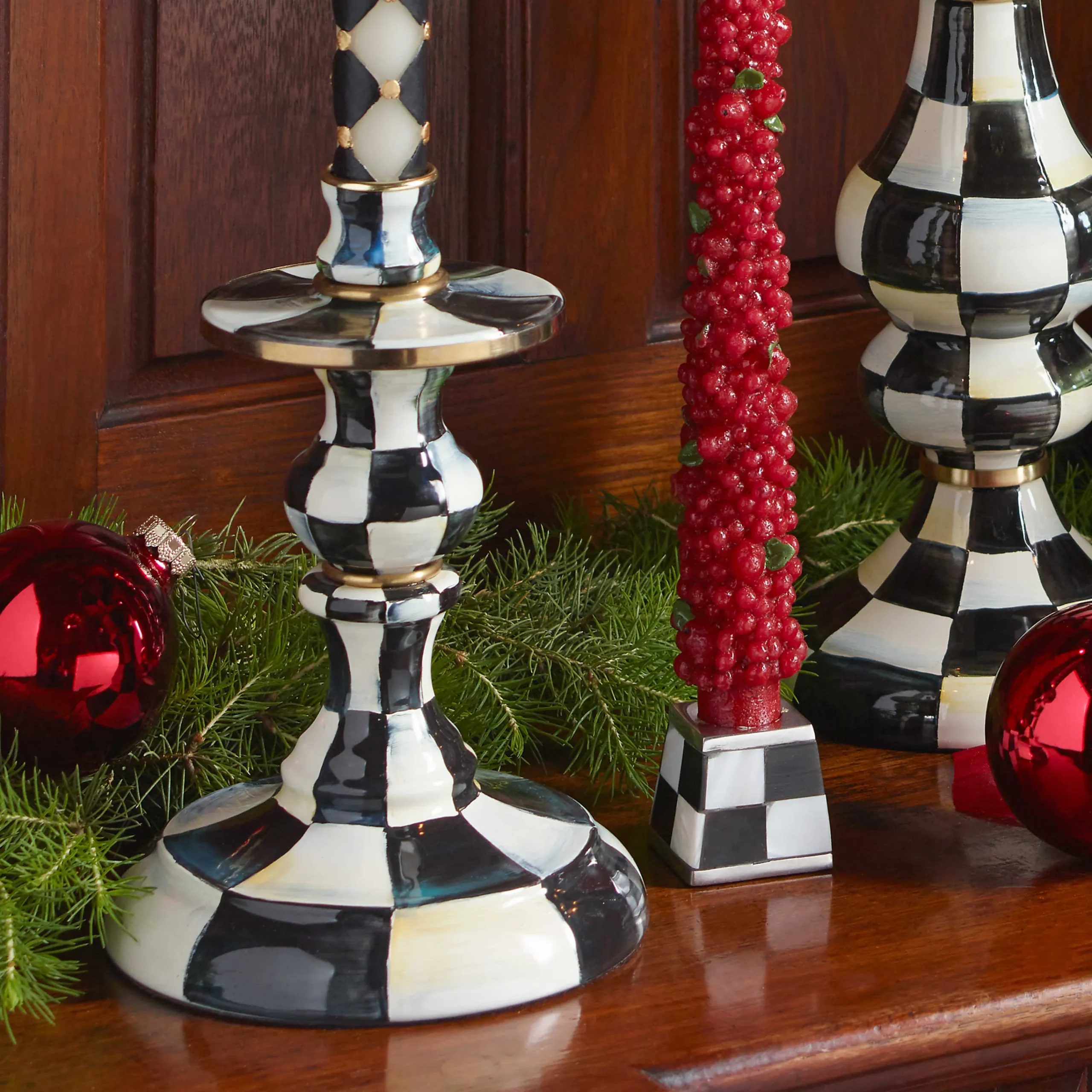 Courtly Check Enamel Candlestick - Small|MacKenzie-Childs Hot
