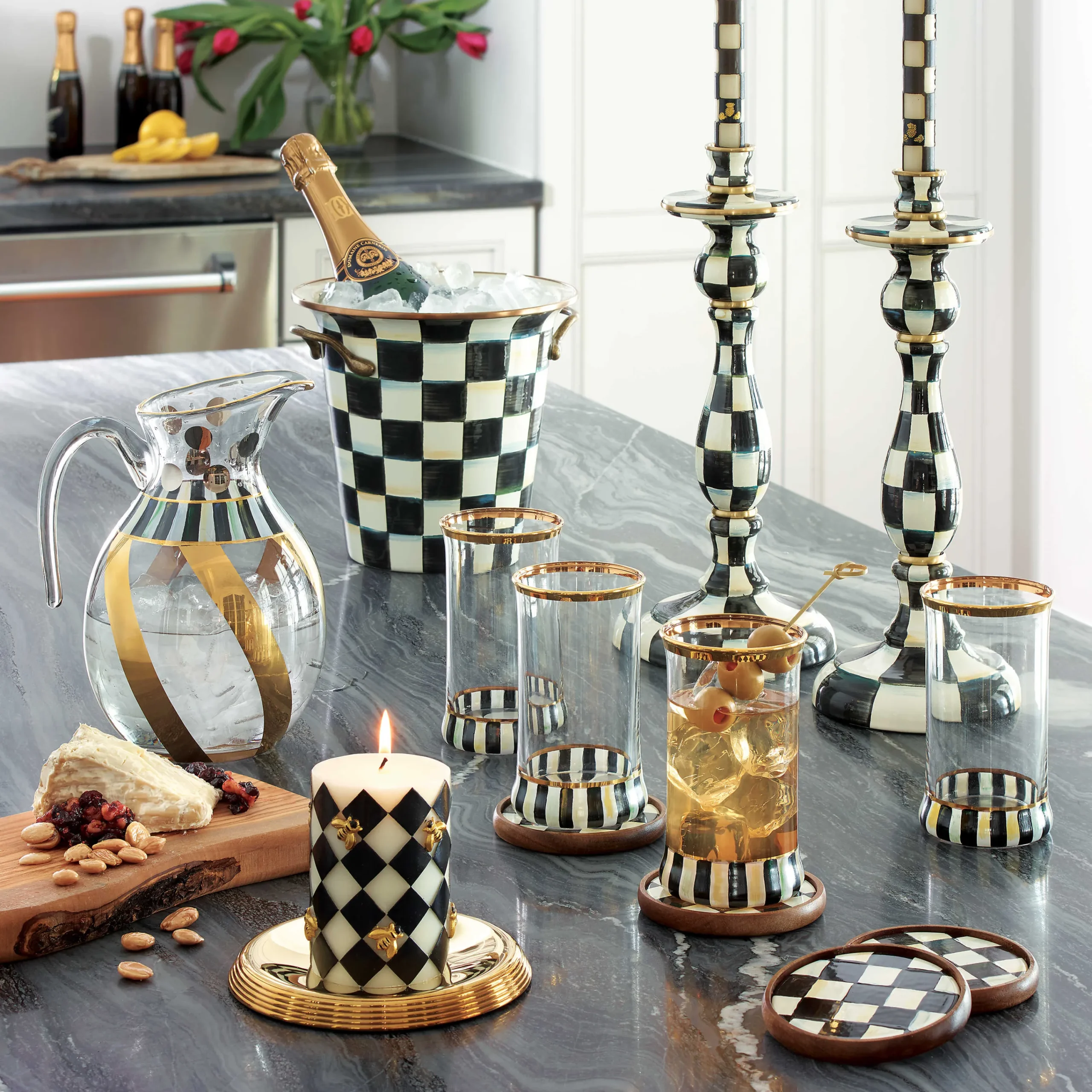 Courtly Check Enamel Candlestick - Large|MacKenzie-Childs Online