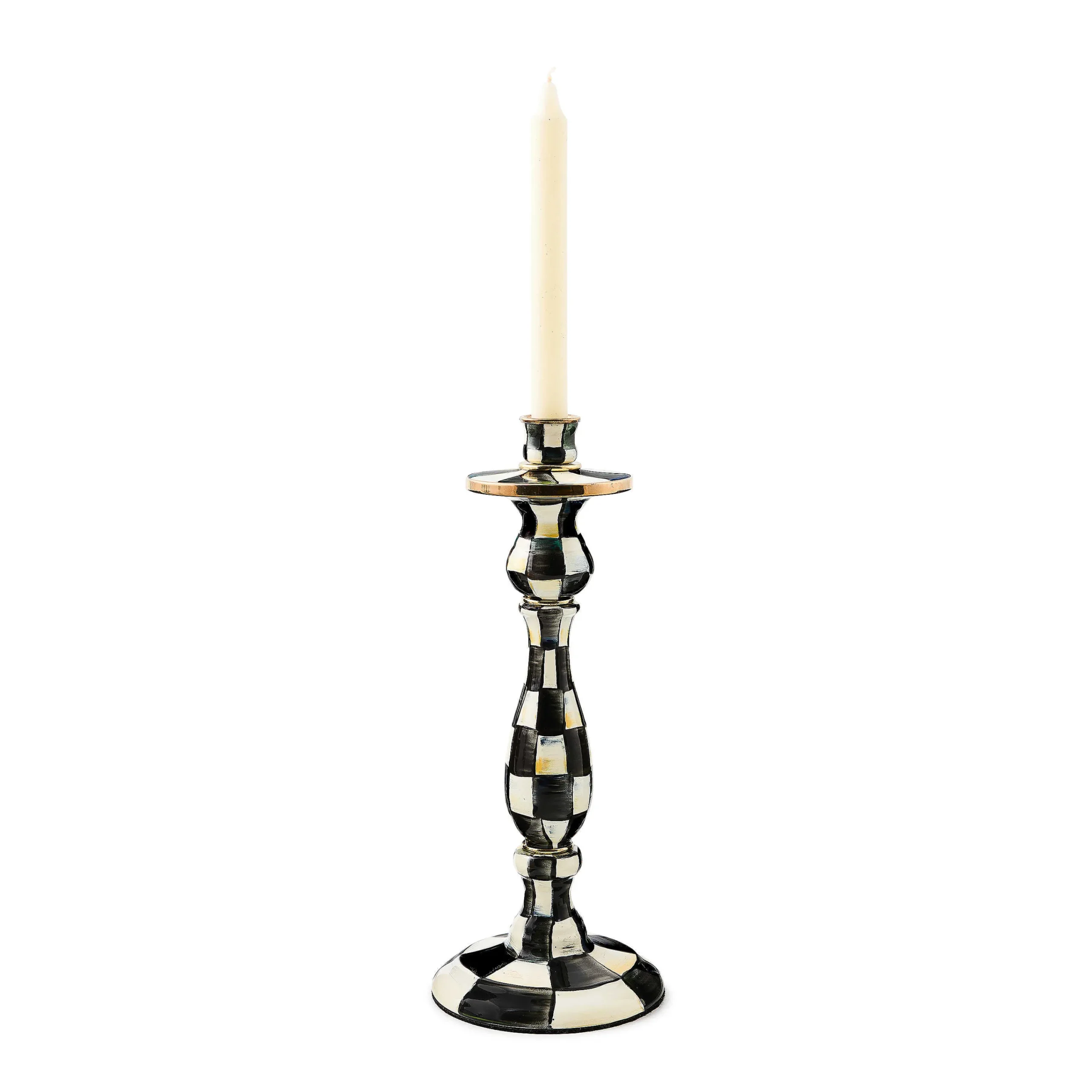Courtly Check Enamel Candlestick - Large|MacKenzie-Childs Online