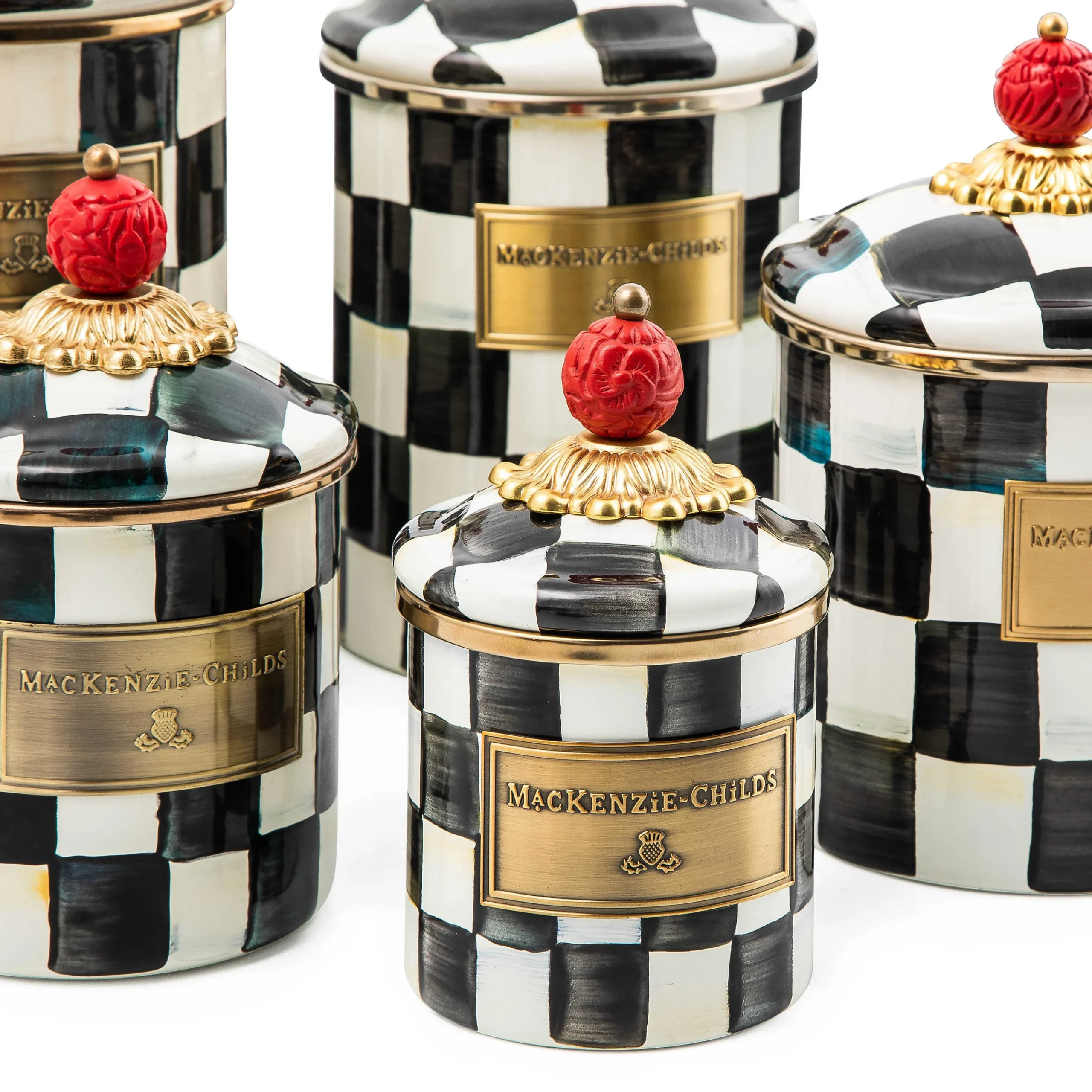 Courtly Check Enamel Canister - Small|MacKenzie-Childs Online