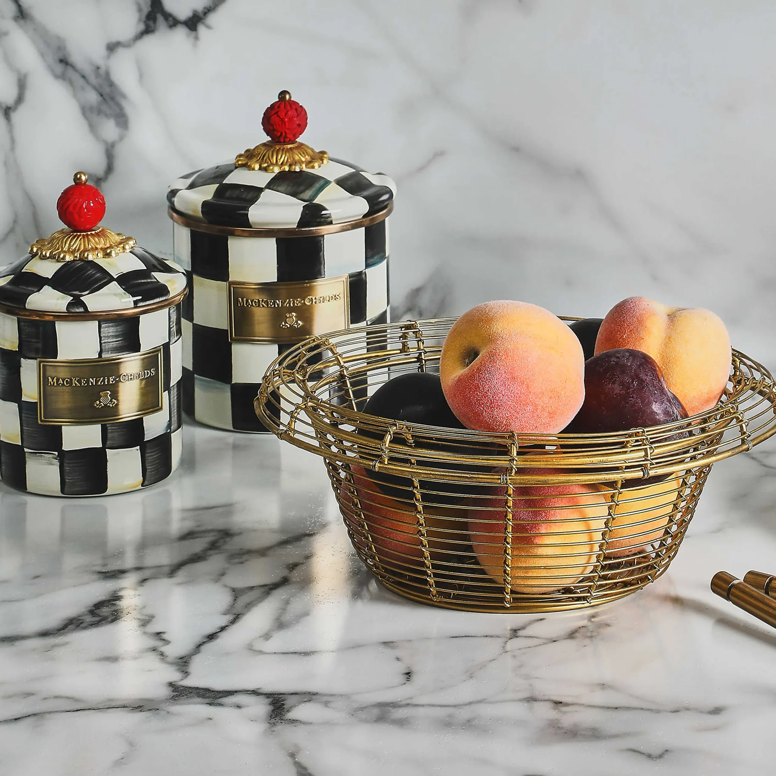 Courtly Check Enamel Canister - Small|MacKenzie-Childs Online