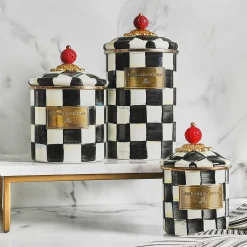 Courtly Check Enamel Canister - Small|MacKenzie-Childs Online